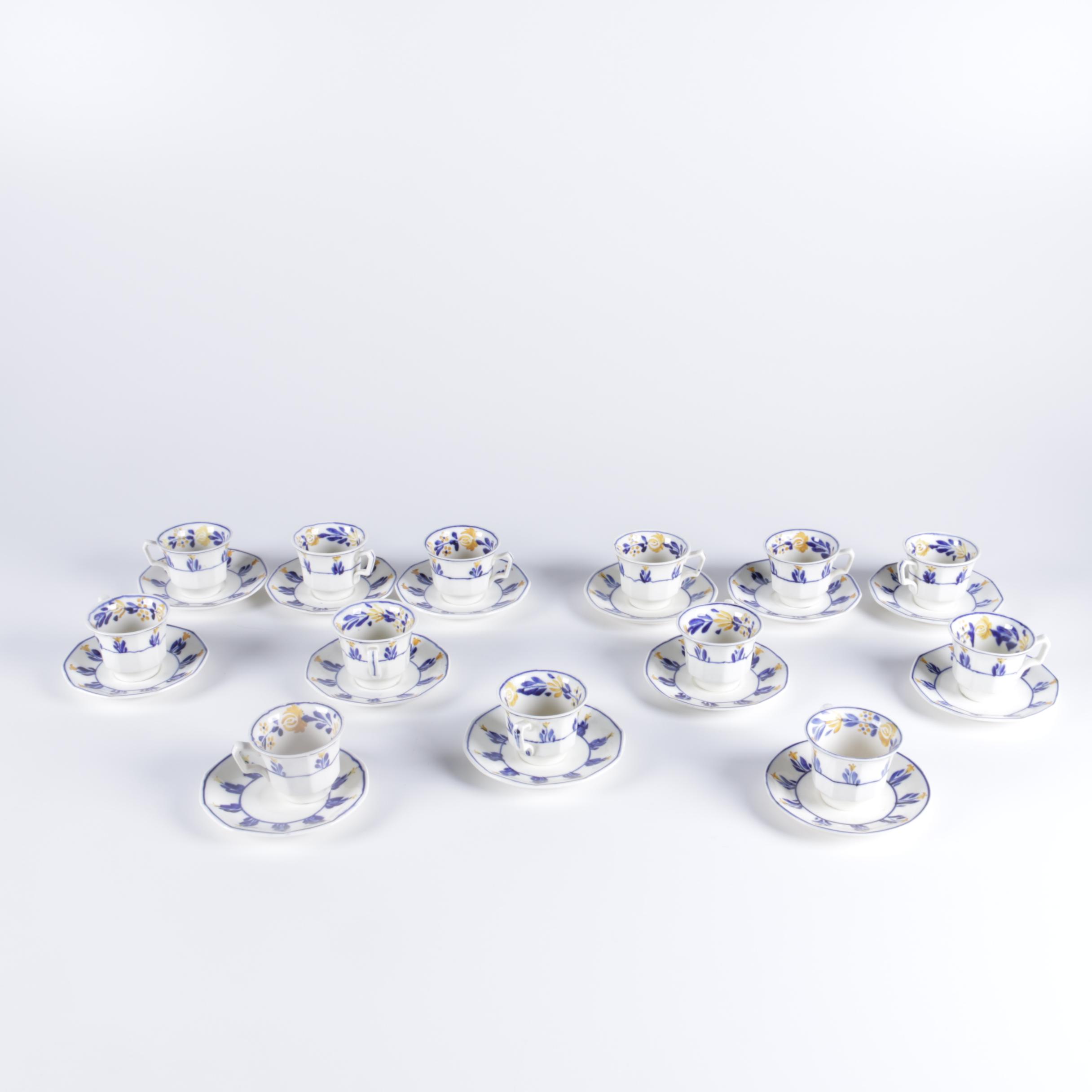 George & Sons Jones "Crescent Ivory" Teacups and Saucers