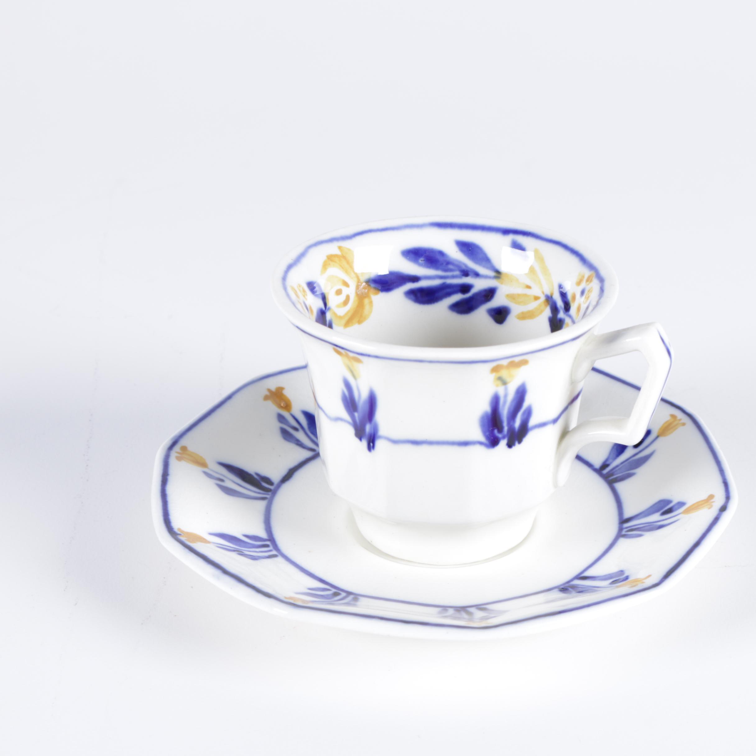 George & Sons Jones "Crescent Ivory" Teacups and Saucers