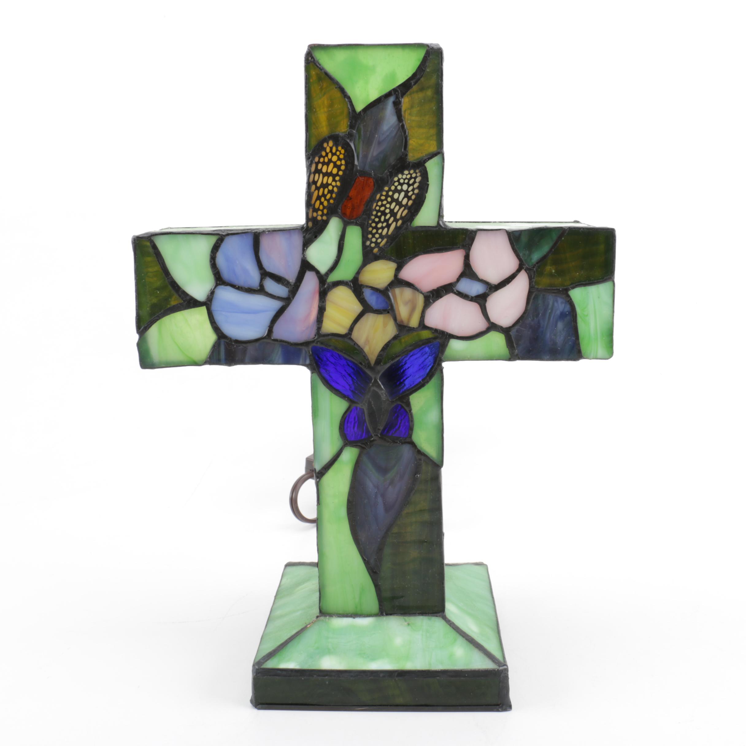 Stained Glass Cross Accent Lamp