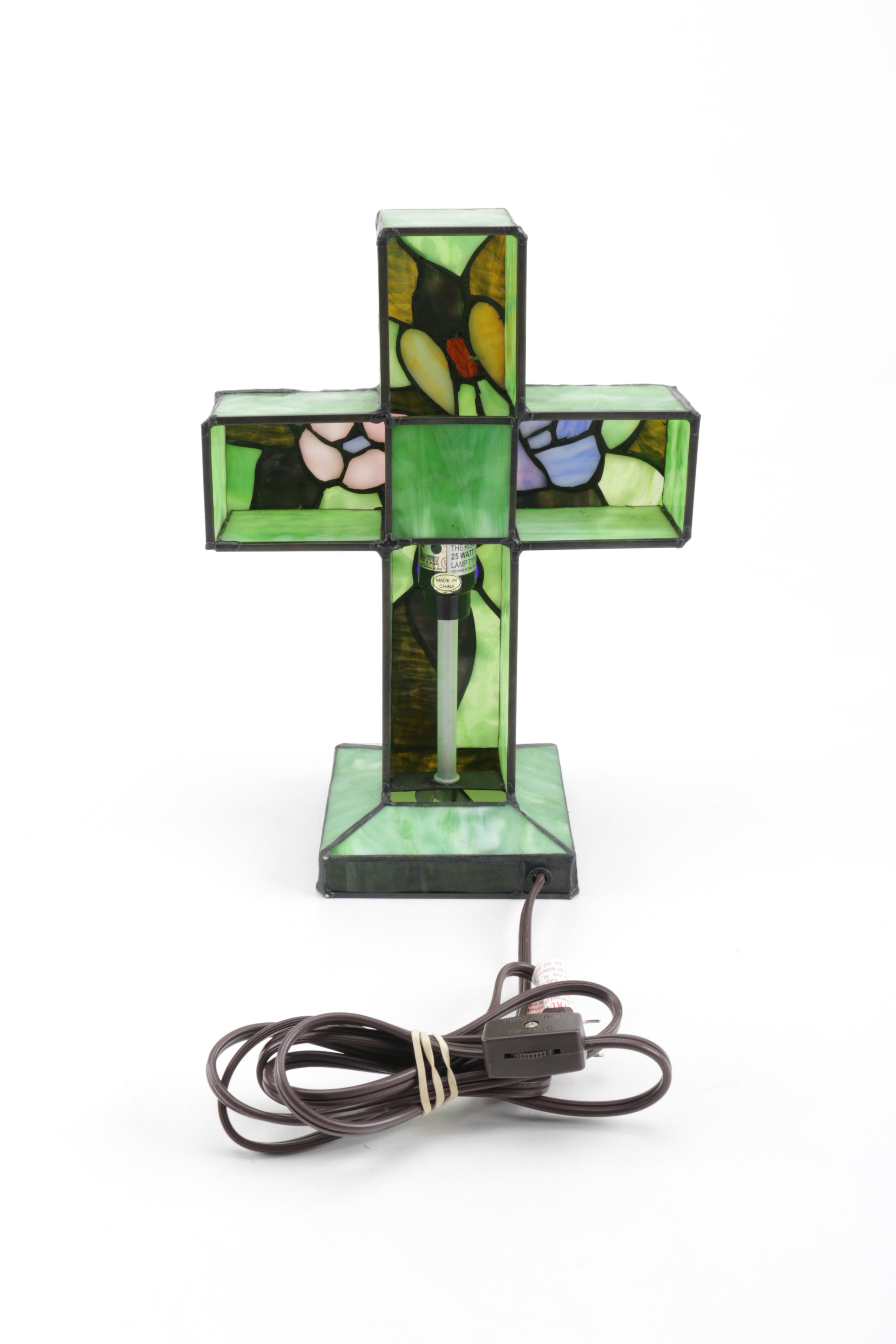 Stained Glass Cross Accent Lamp