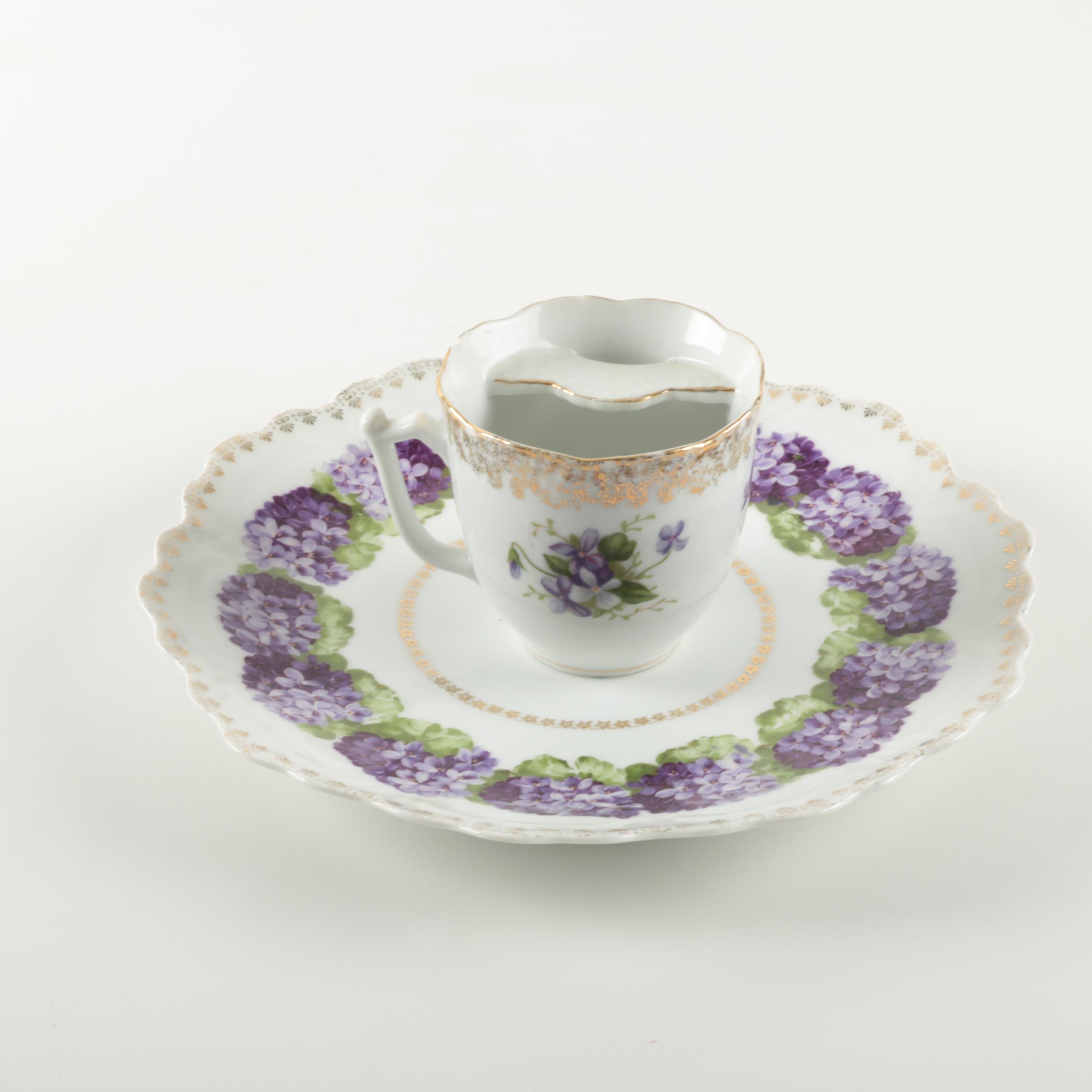 Antique Zeh, Scherzer & Co. Porcelain Plate with Teacup