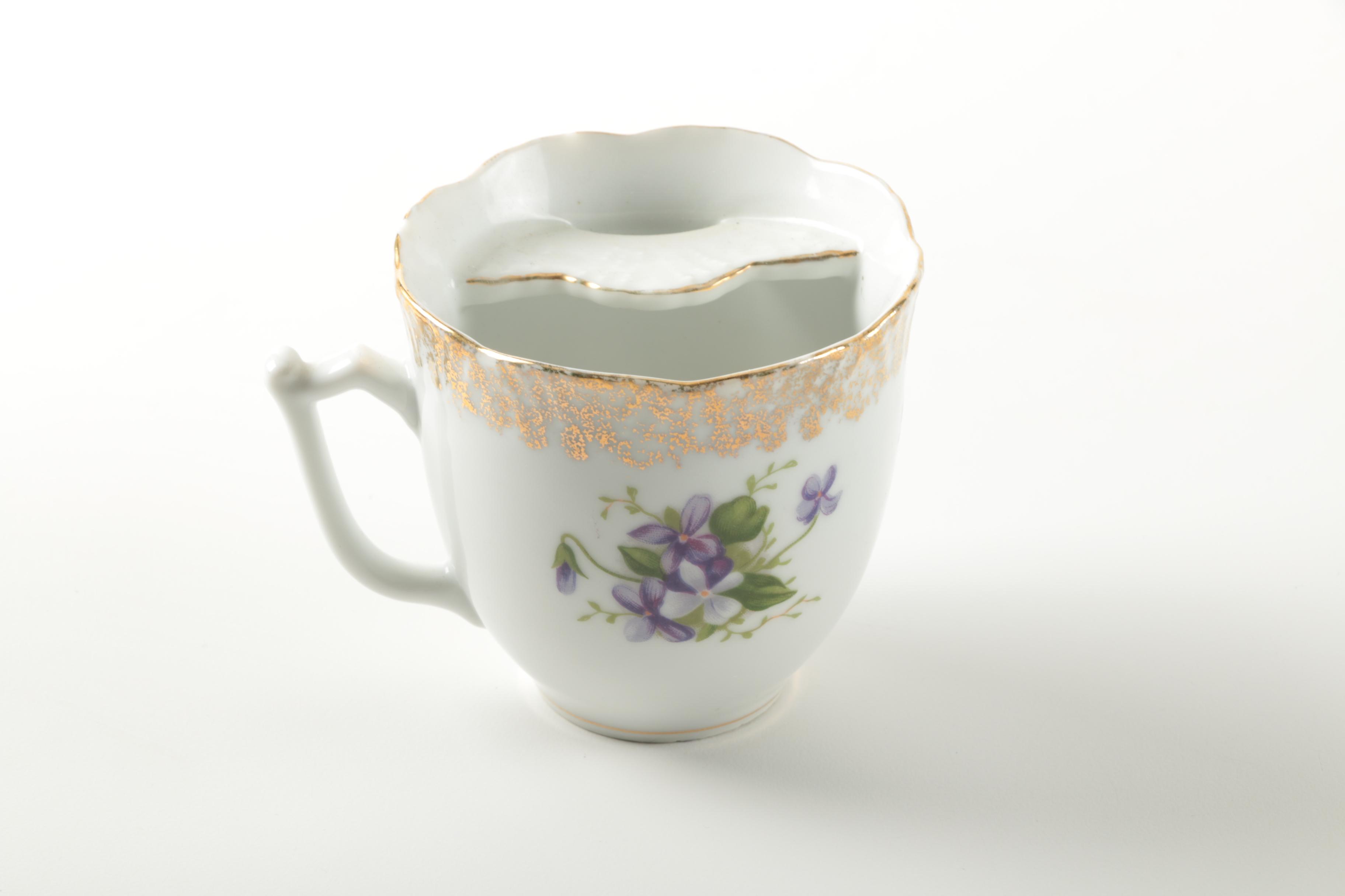 Antique Zeh, Scherzer & Co. Porcelain Plate with Teacup