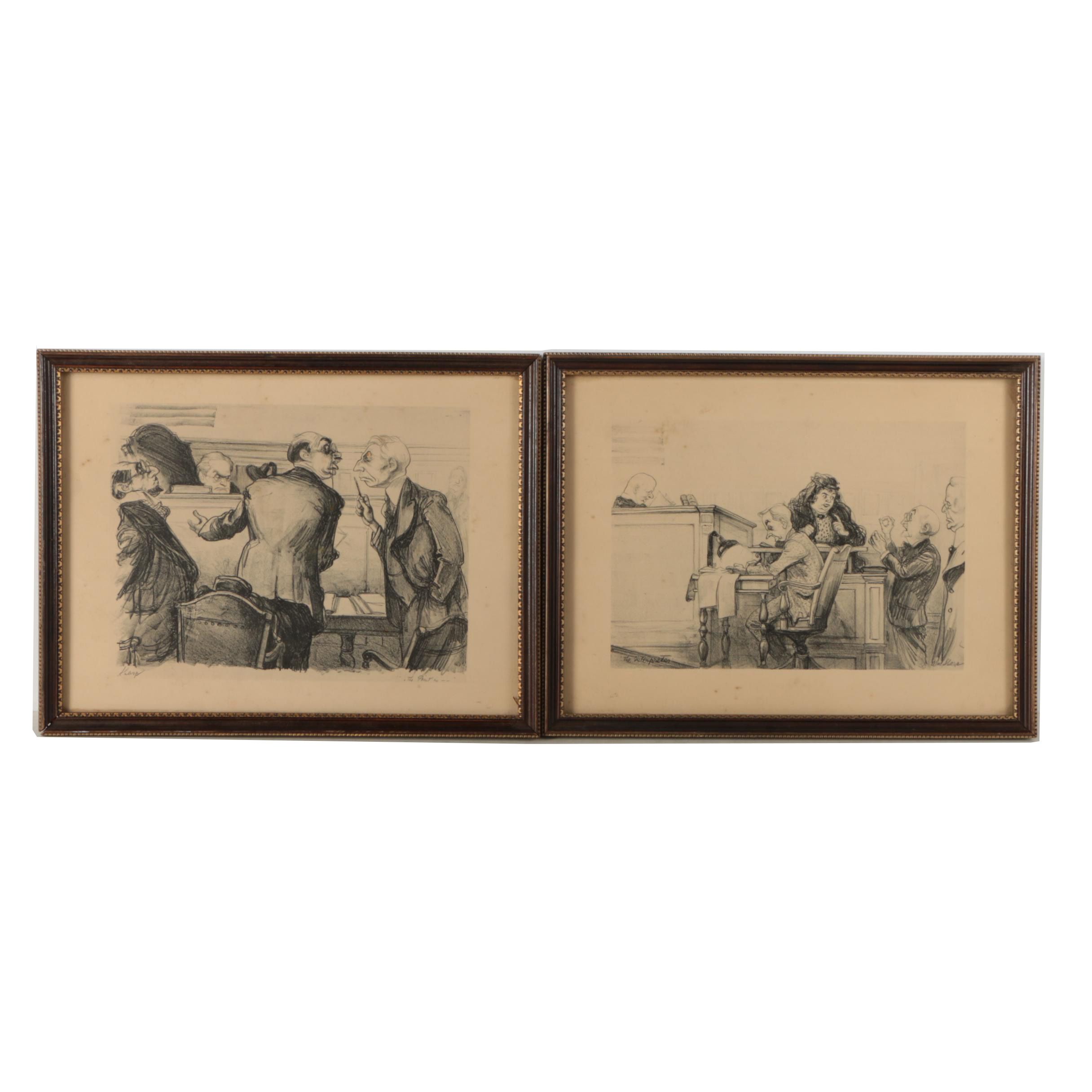 William Sharp Lithographic Illustrations of Courtroom Scenes