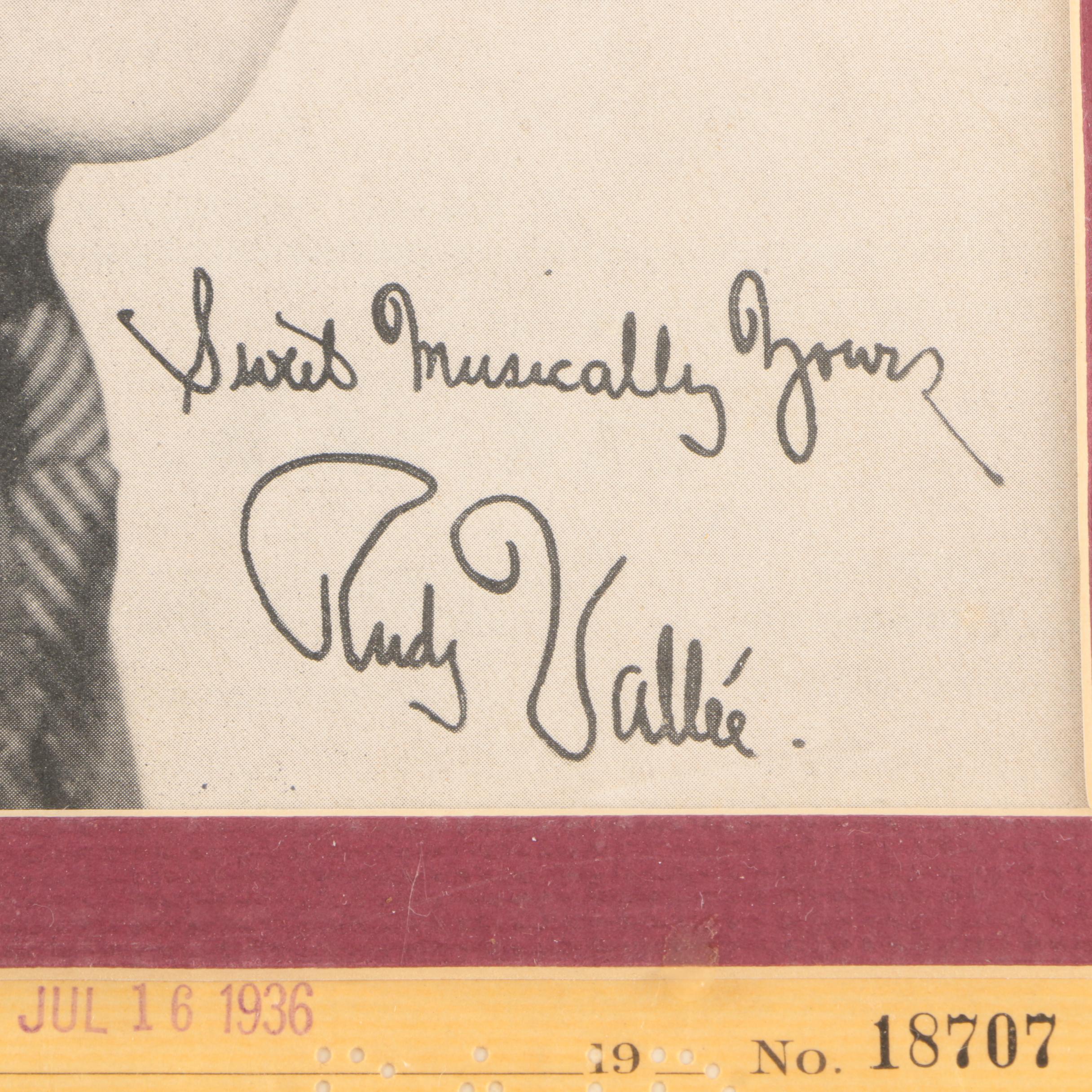 Rudy Vallée Check with Fascimile Signed Photo