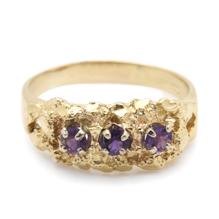 14K Yellow Gold Amethyst Ring