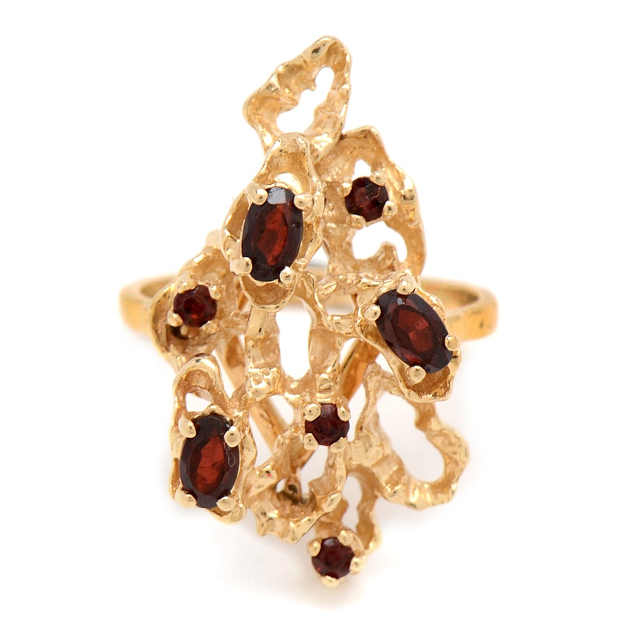 14K Yellow Gold and Garnet Cocktail Ring