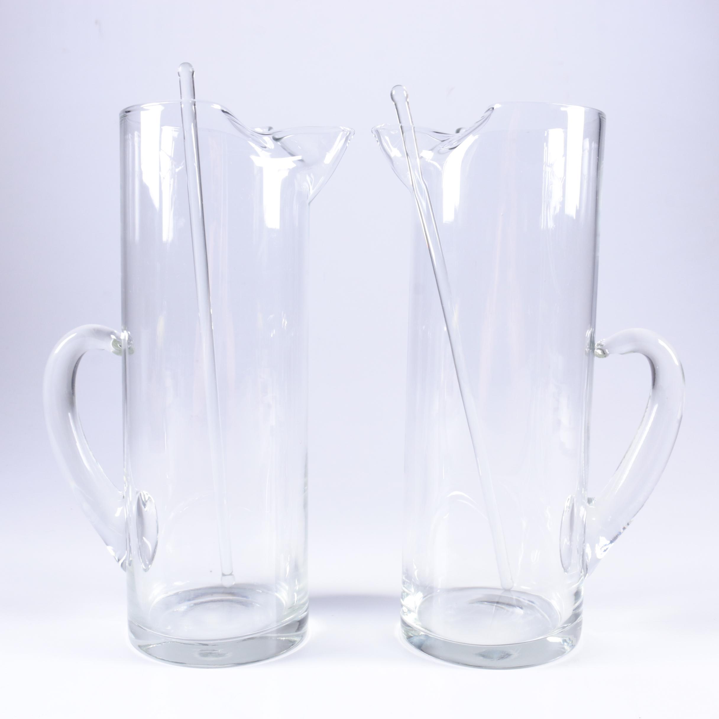 Glass Cocktail Pitchers with Stir Sticks