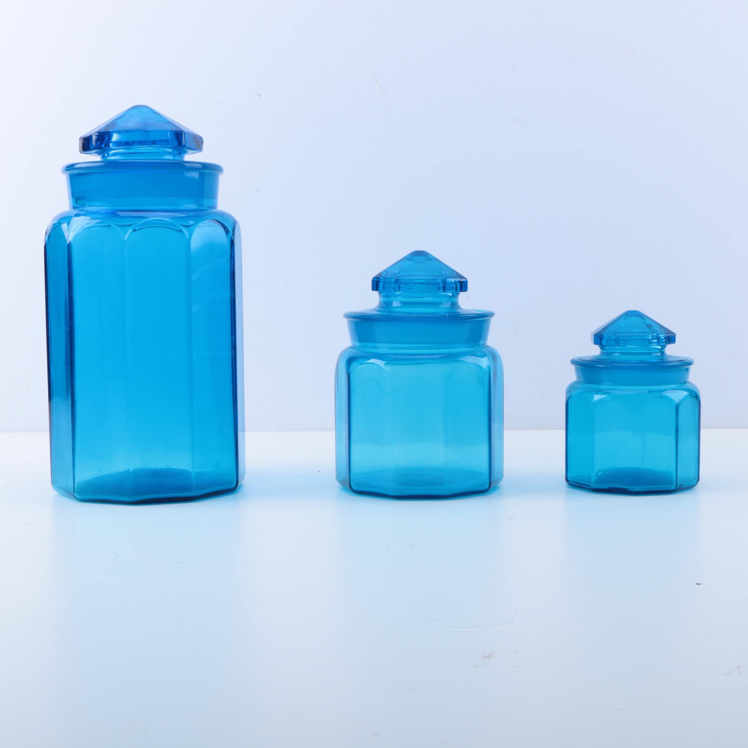 Blue Glass Canister Set