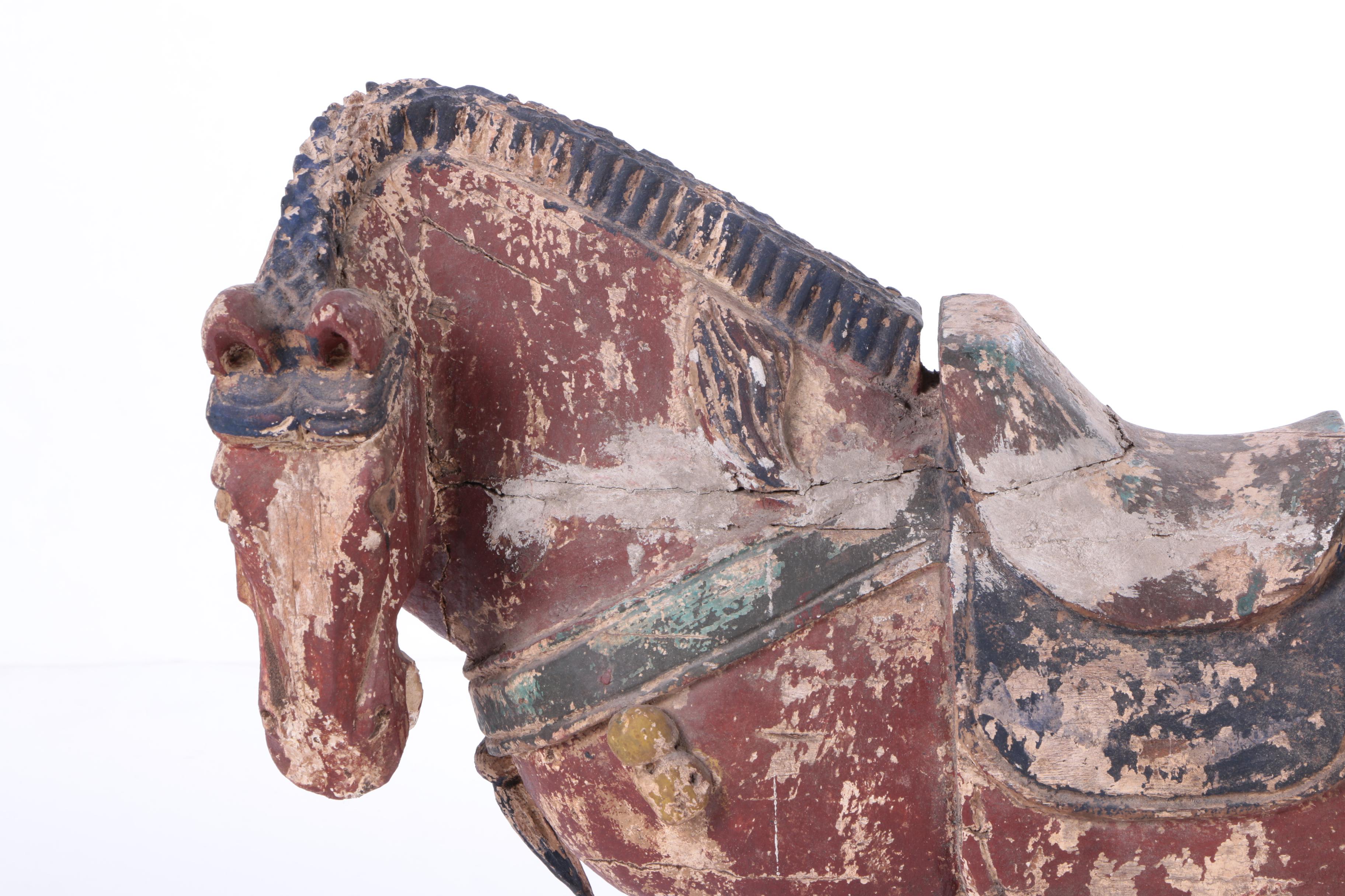 Rusticated Chinese War Horse Statuettes
