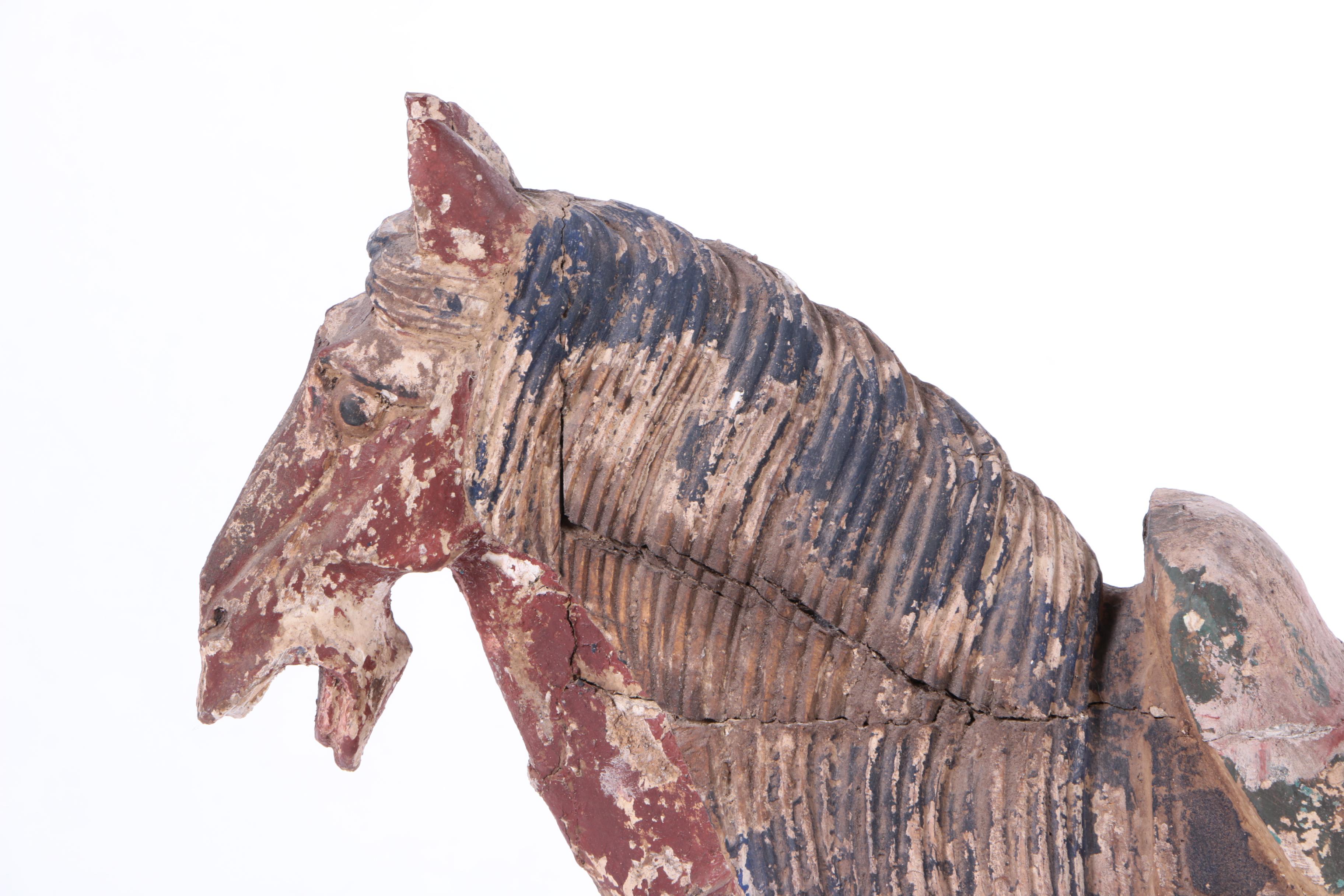 Rusticated Chinese War Horse Statuettes