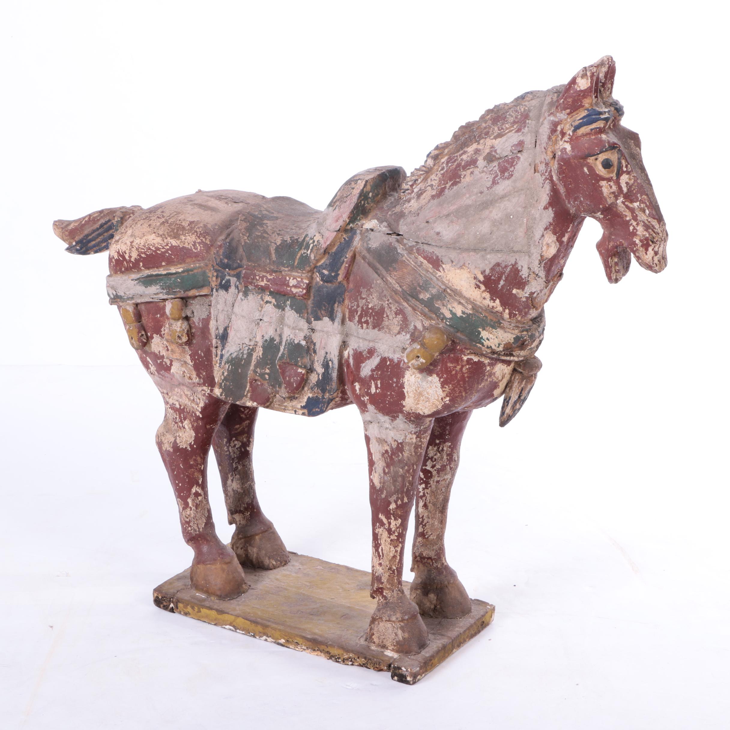 Rusticated Chinese War Horse Statuettes