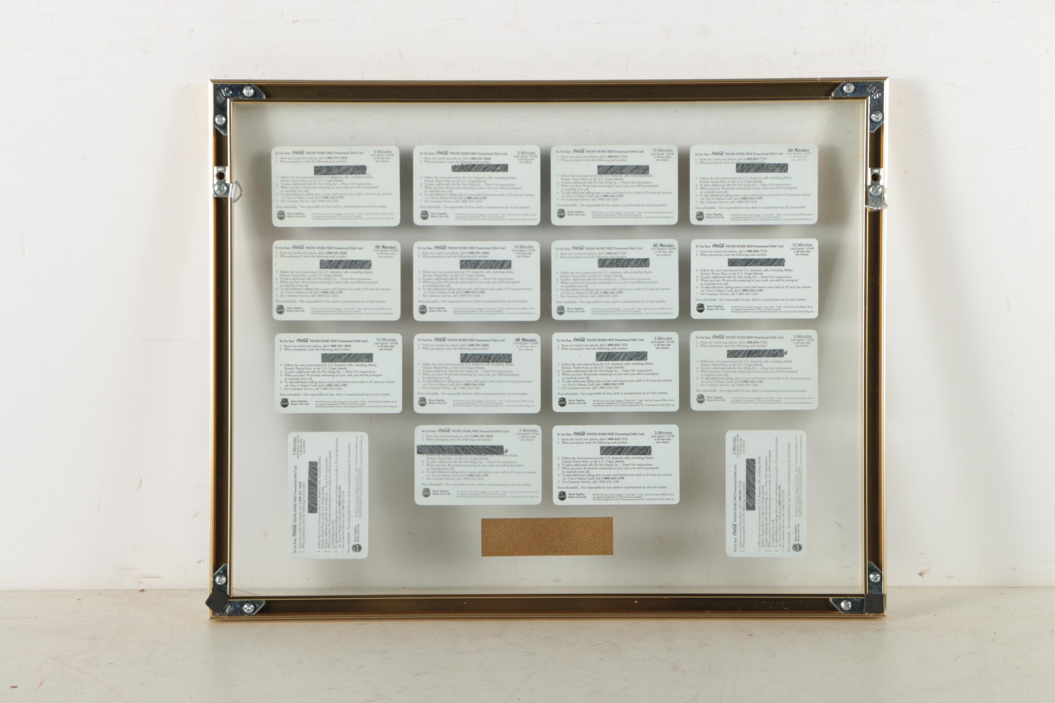 Framed Coca-Cola Themed Phone Cards