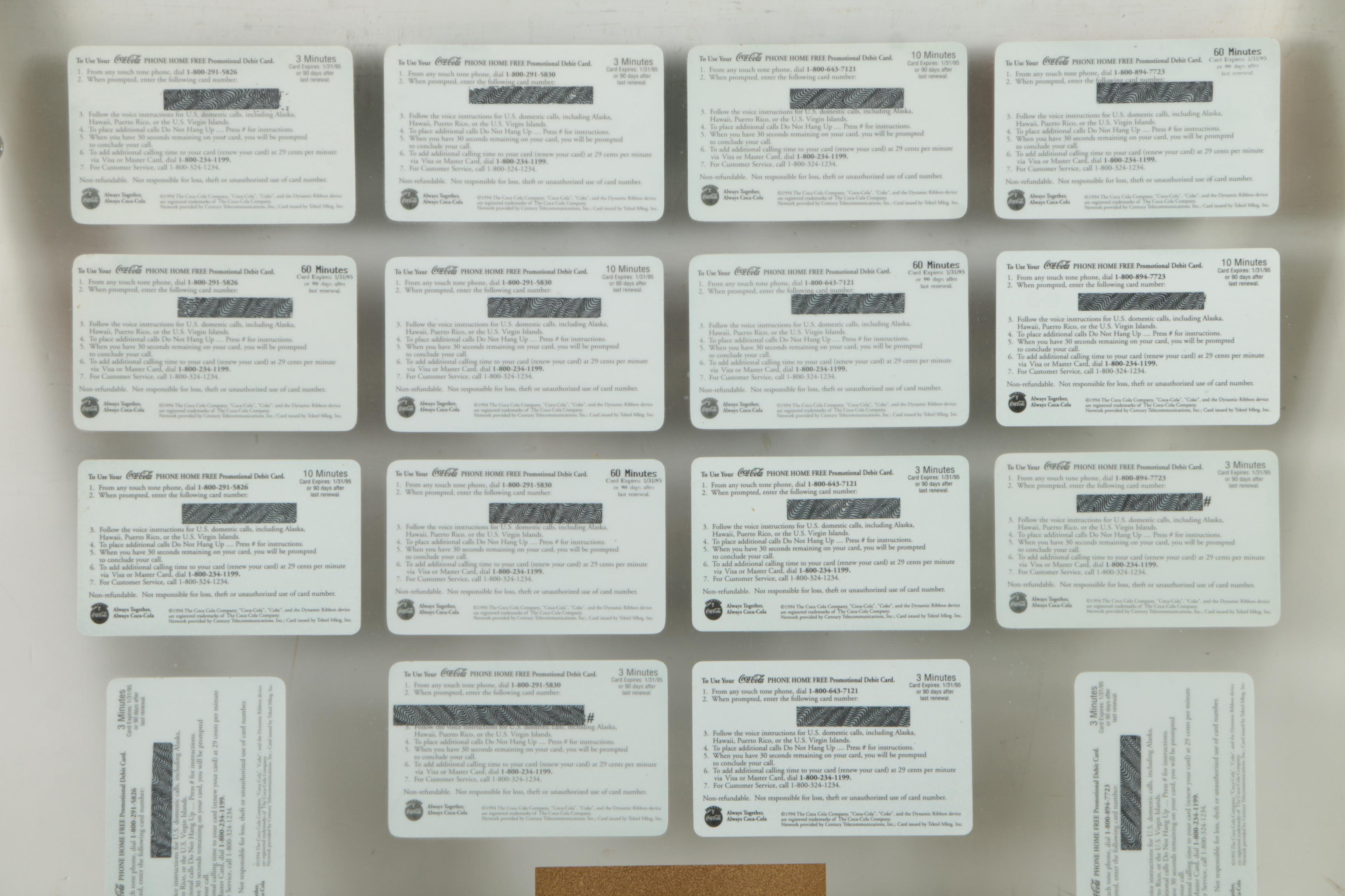 Framed Coca-Cola Themed Phone Cards