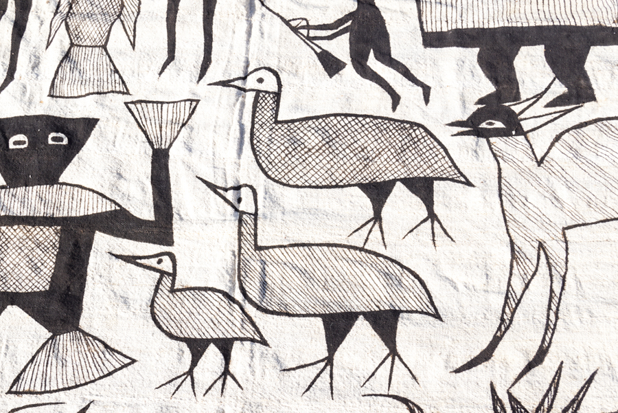 Hand-Painted Senufo Korhogo Cloth from Côte d'Ivoire