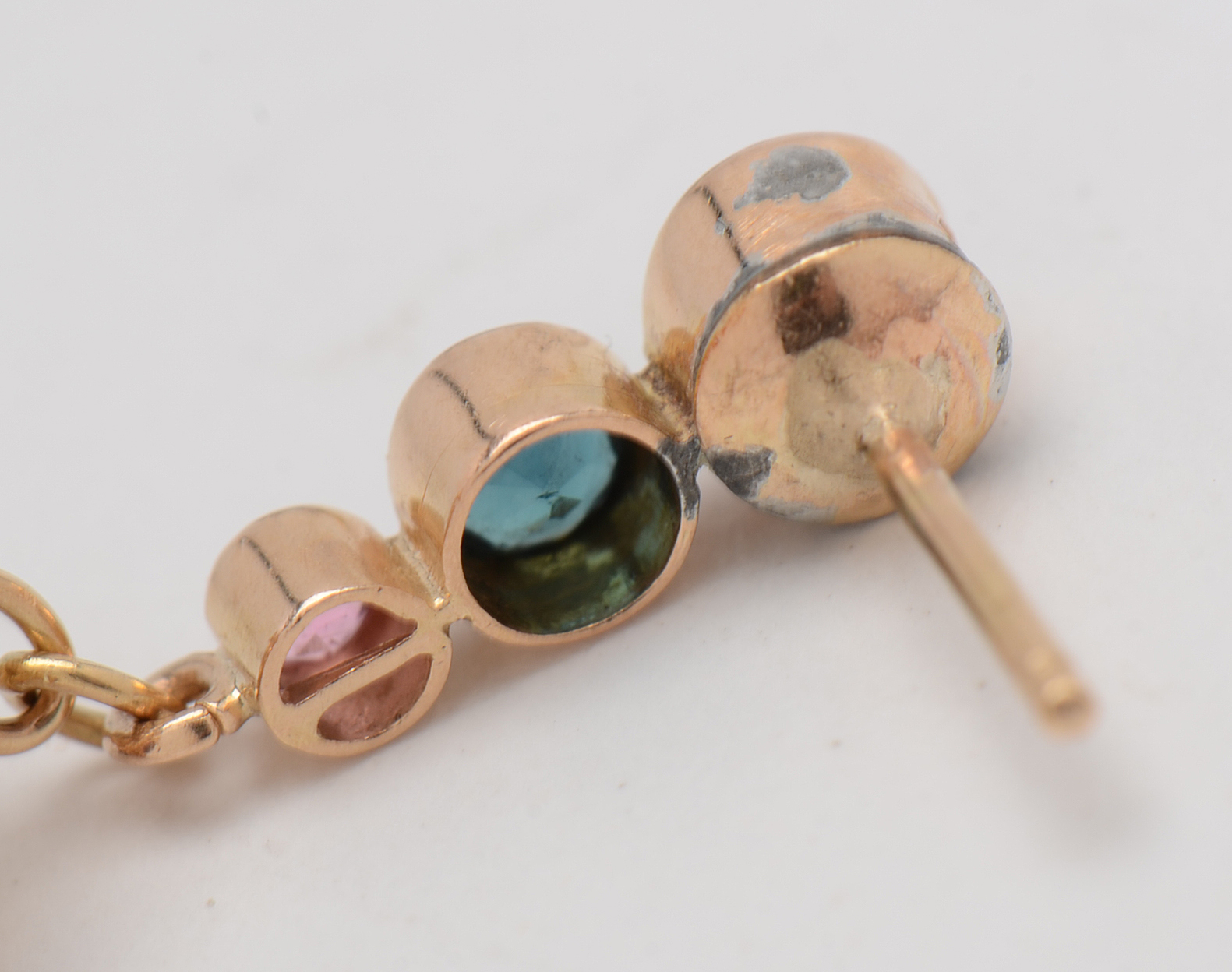 14K Yellow Gold and Gem Stones Sputnik Dangle Earrings