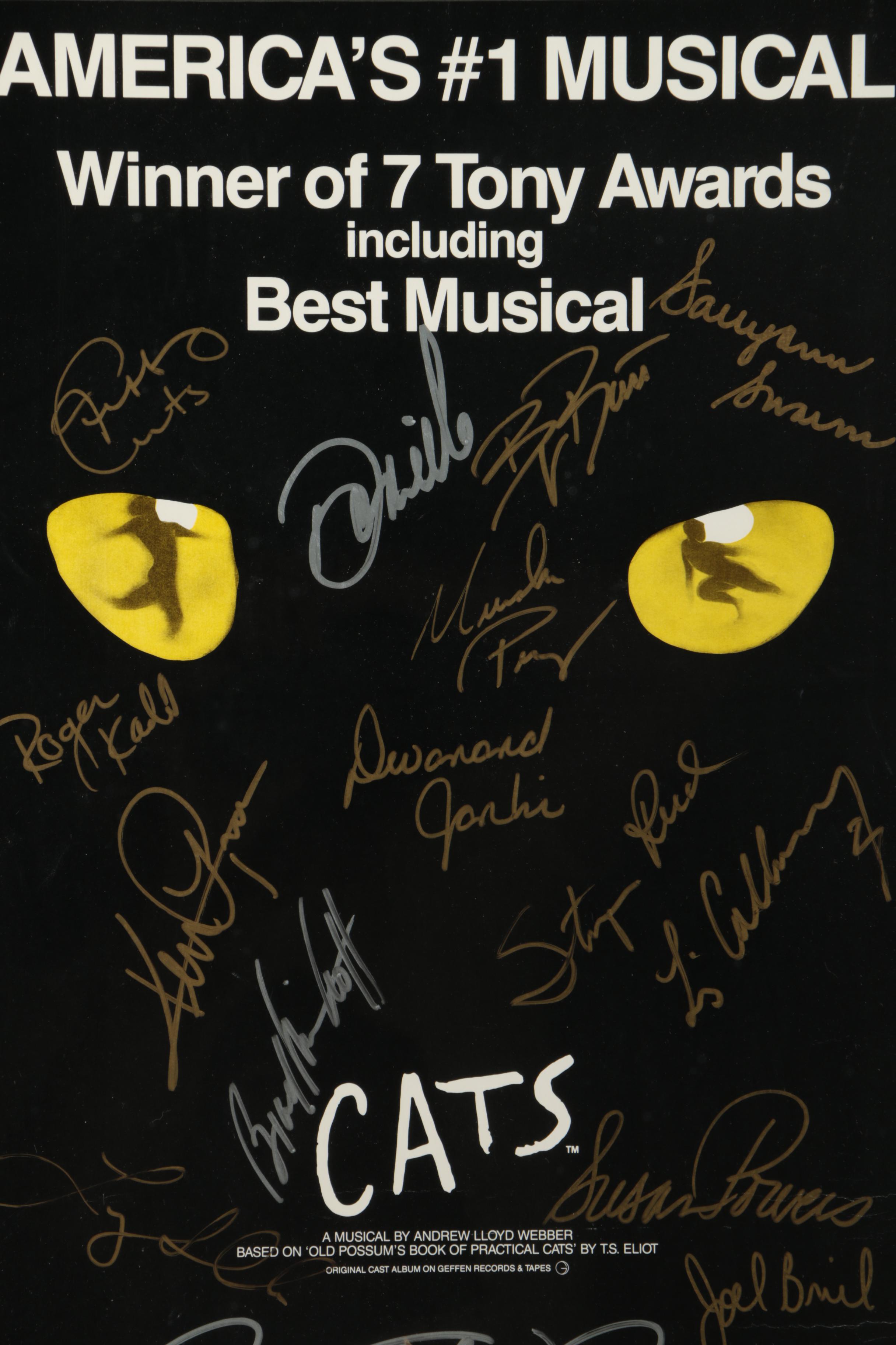 Cast Signed Offset Lithograph on Paper Poster for "Cats"