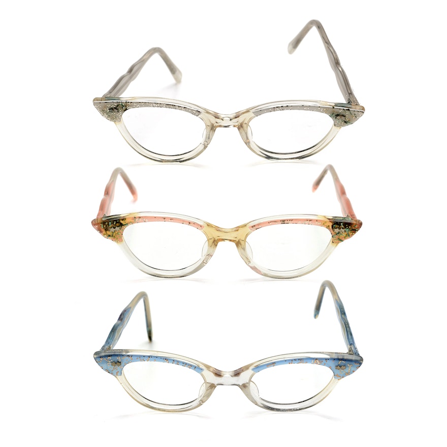 Three Pair Of Vintage Cat Eye Glasses