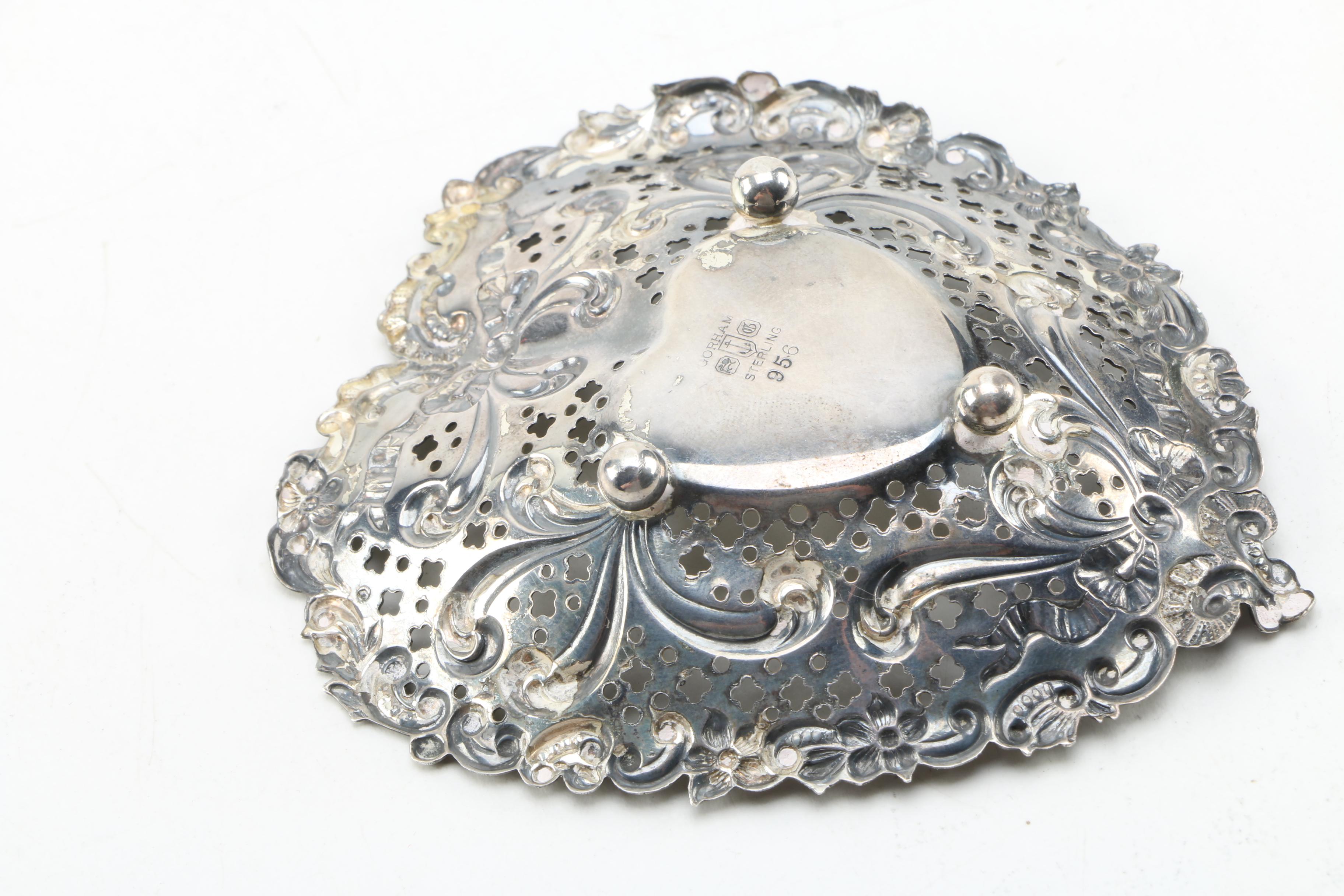 Gorham Sterling Heart-Shaped Bon Bon Bowl and Other Weighted Sterling Tableware