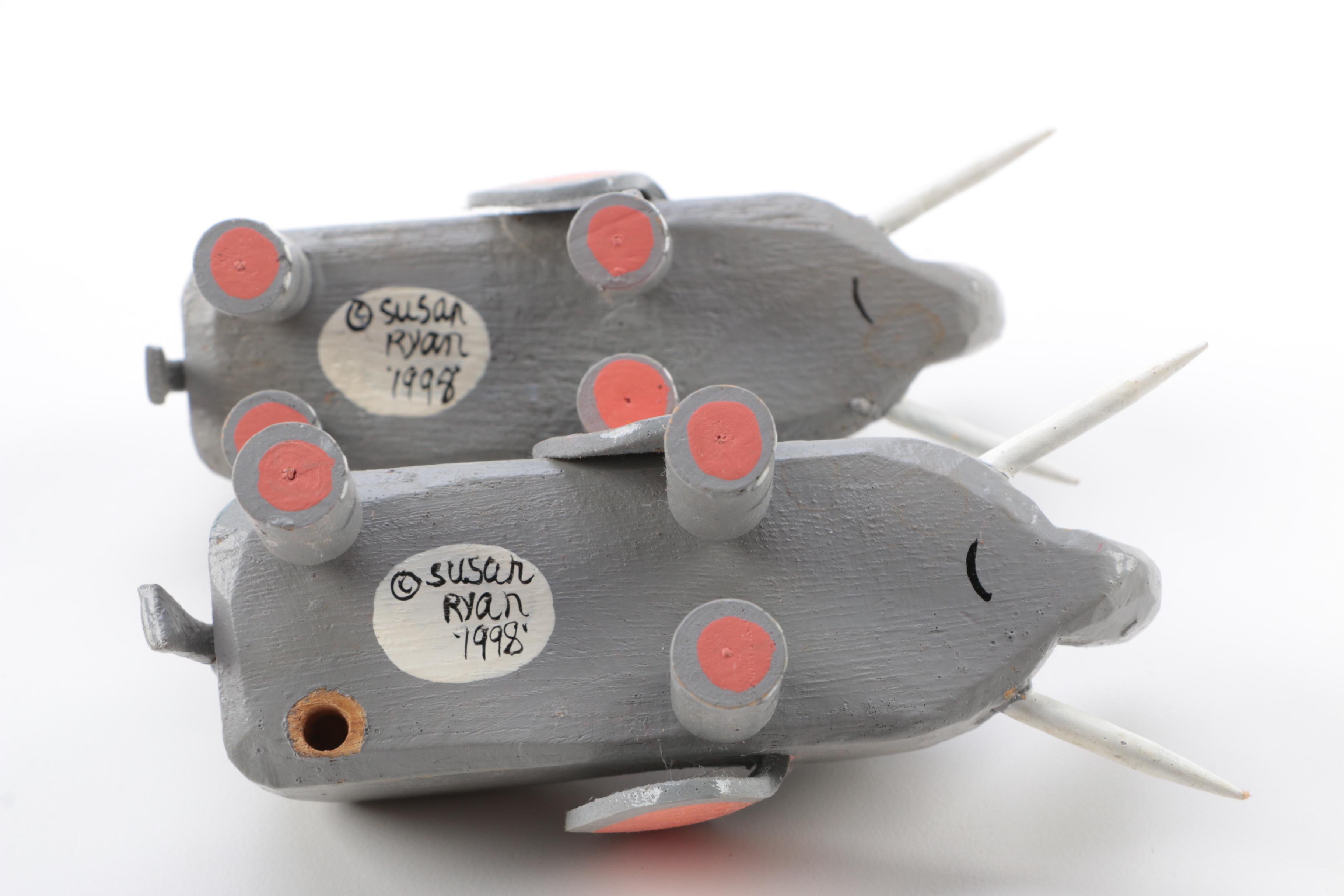 Hand Carved Noah's Ark and Animal Wood Figures