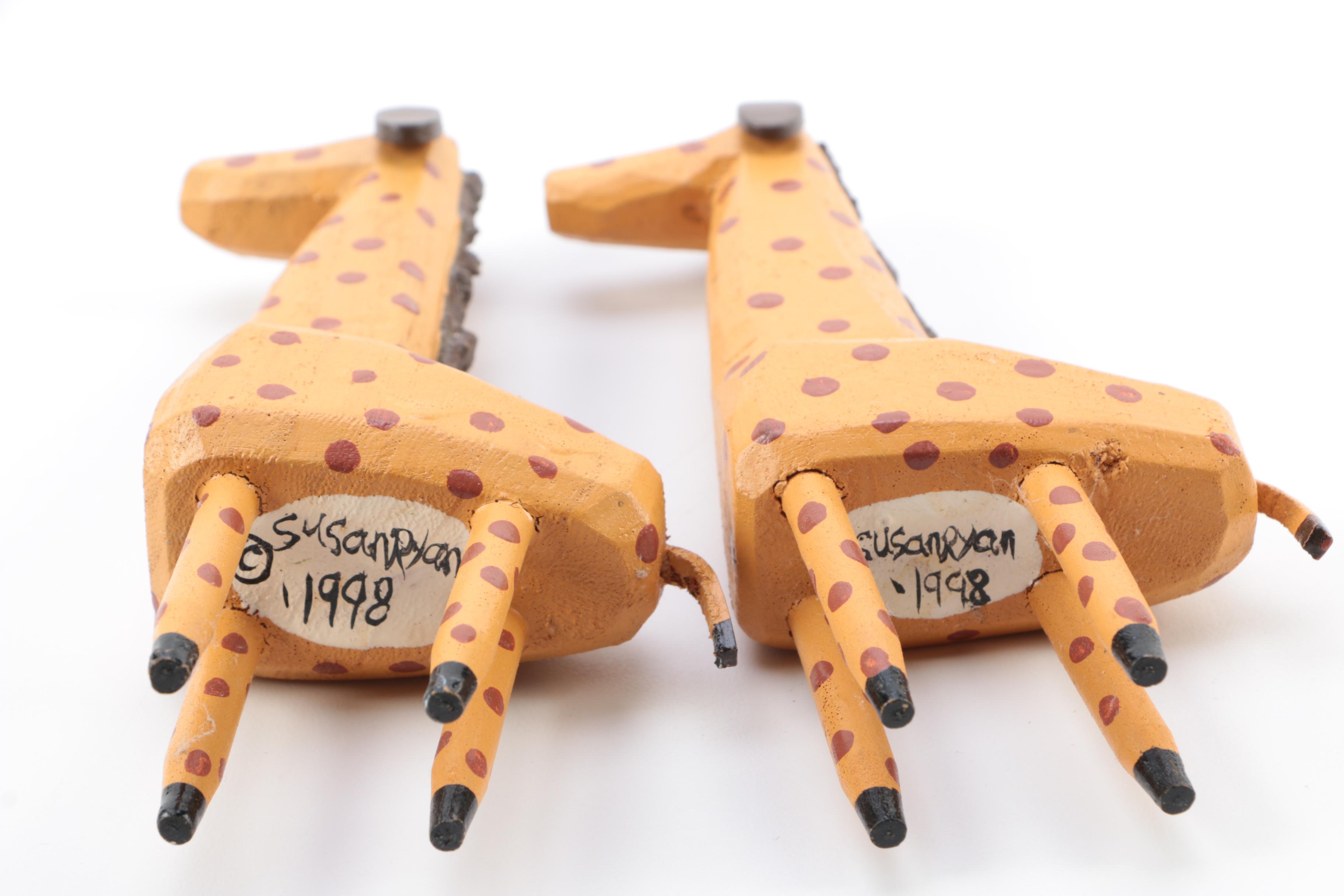 Hand Carved Noah's Ark and Animal Wood Figures