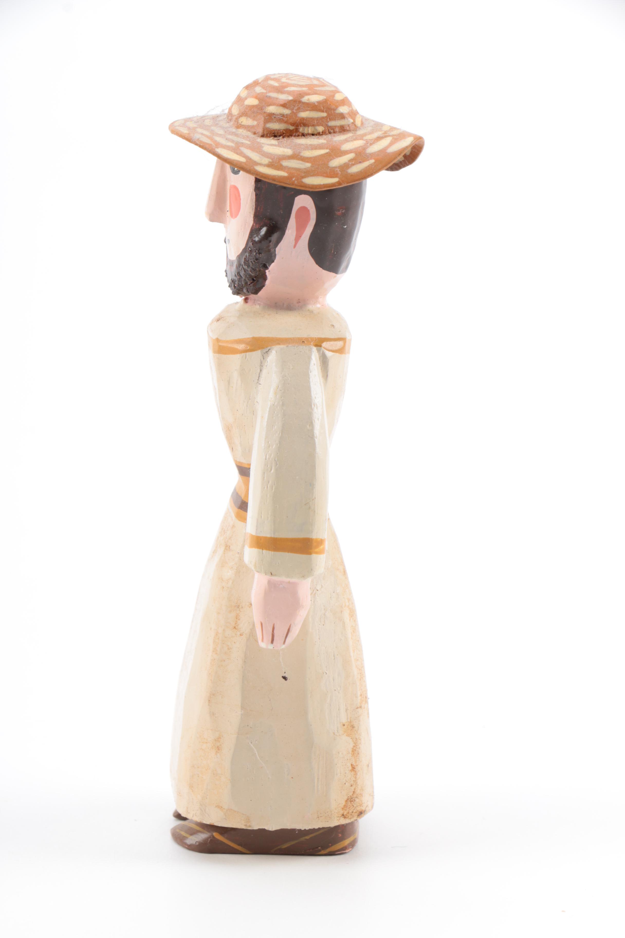 Hand Carved Noah's Ark and Animal Wood Figures