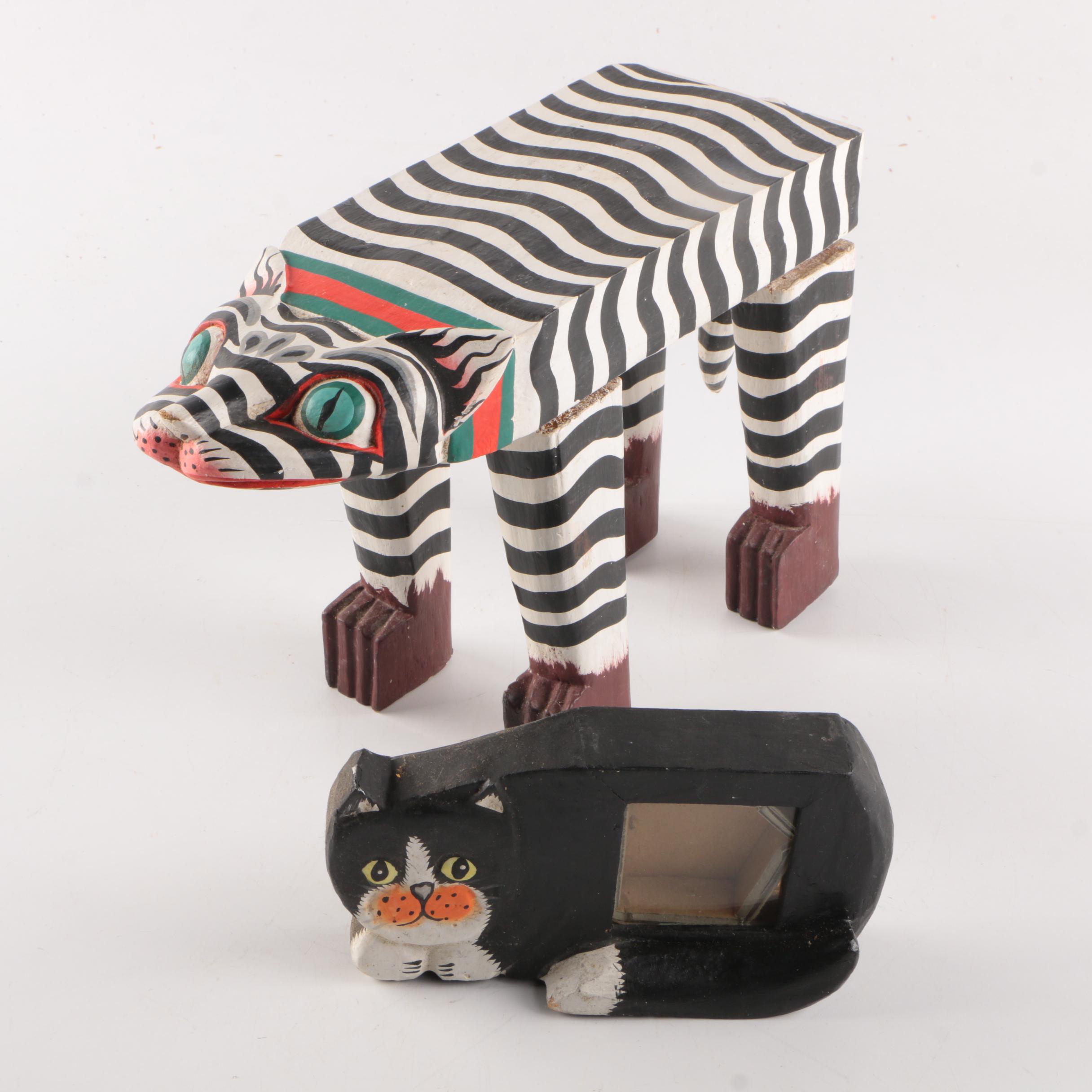 Wooden Cat Stand and Photograph Frame