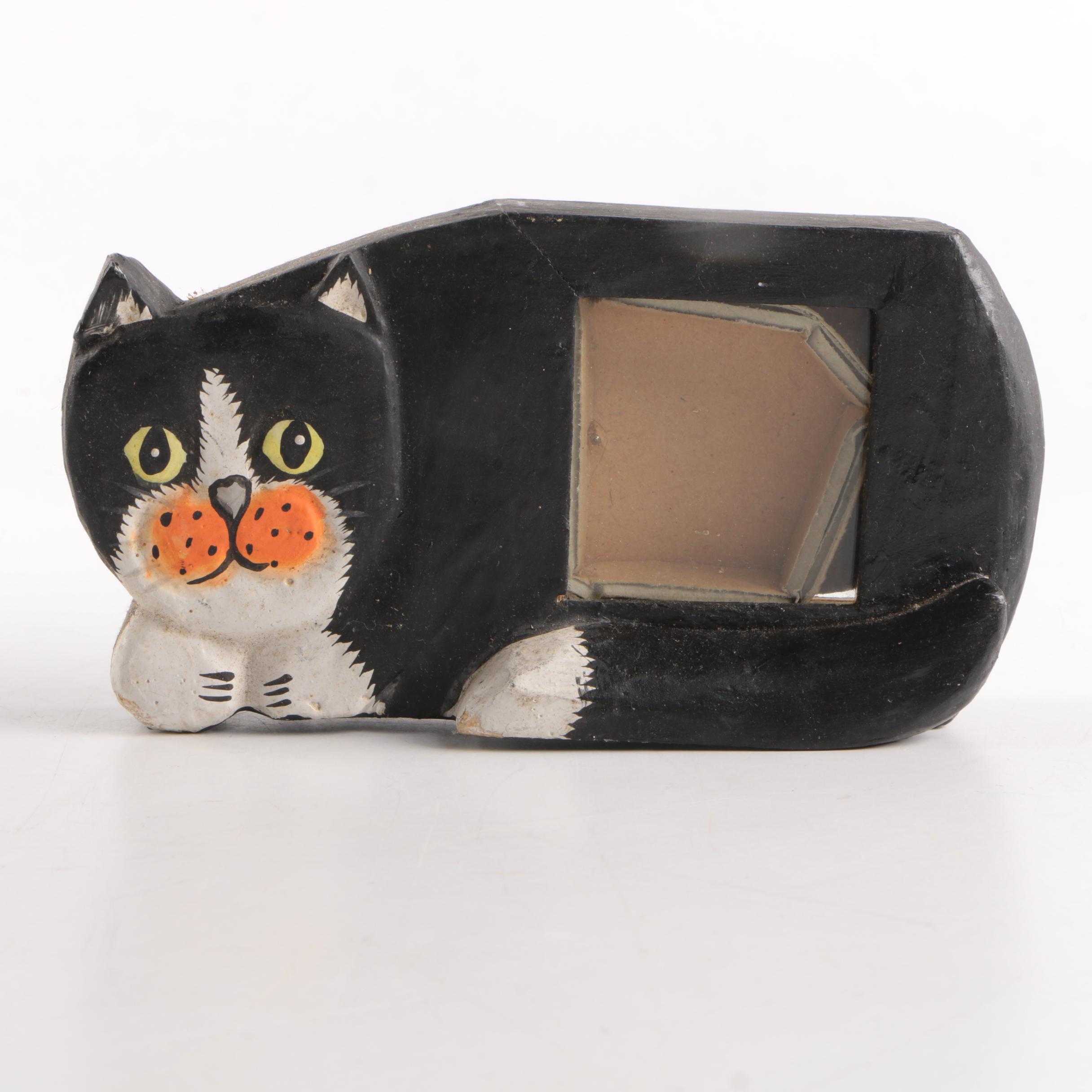 Wooden Cat Stand and Photograph Frame