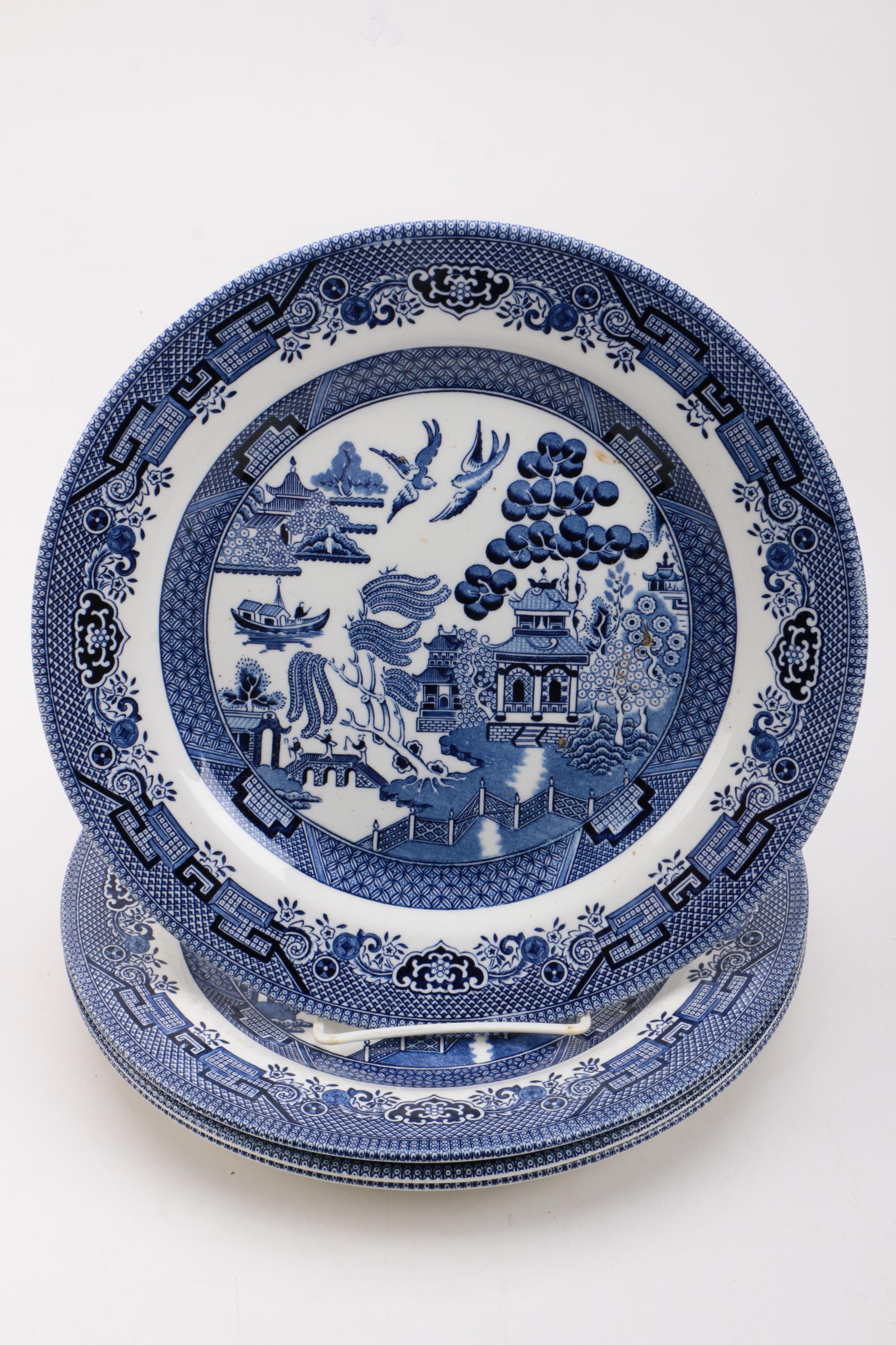 Assortment of Blue and White Tableware including Churchill "Willow"