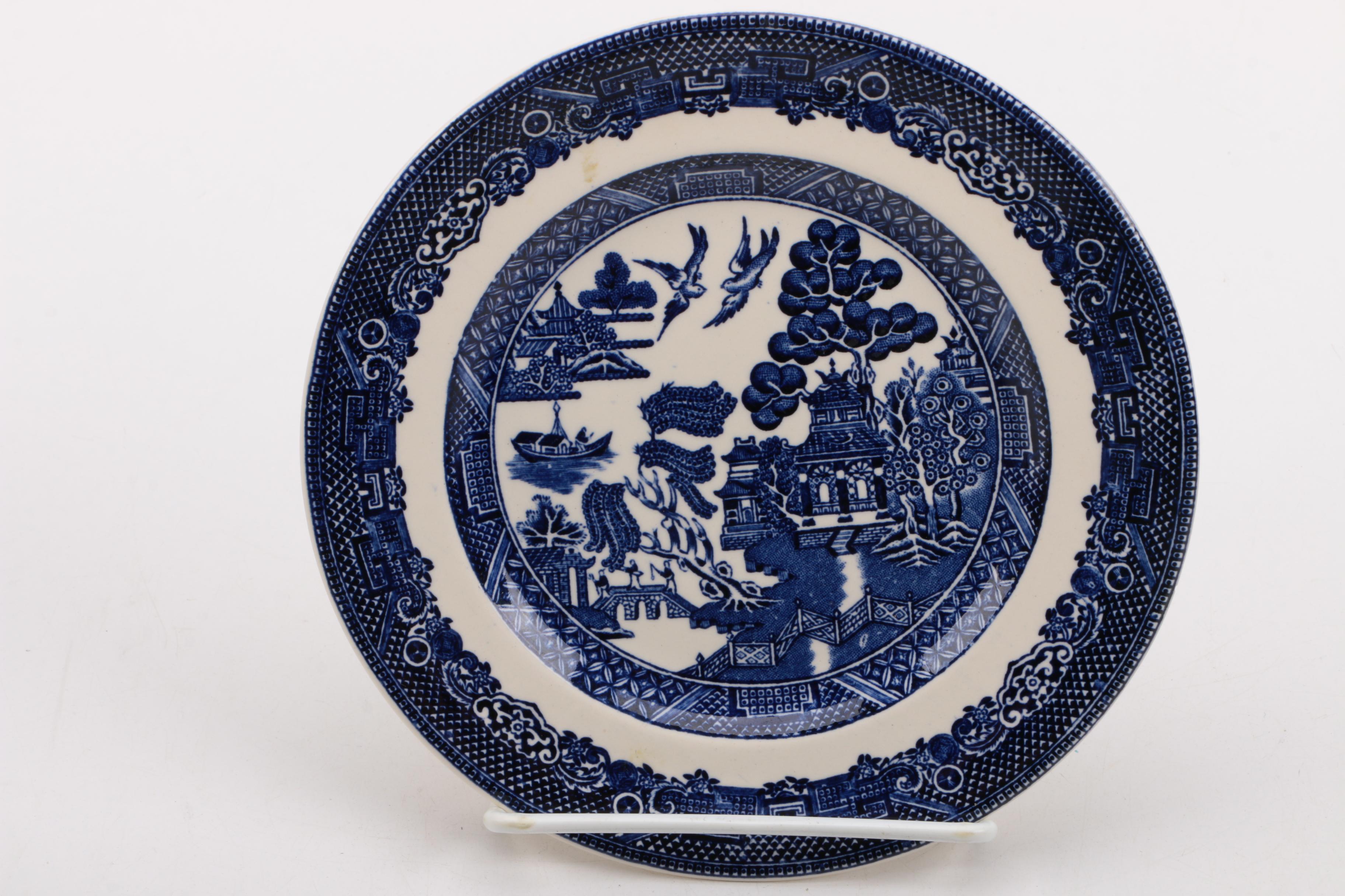 Assortment of Blue and White Tableware including Churchill "Willow"