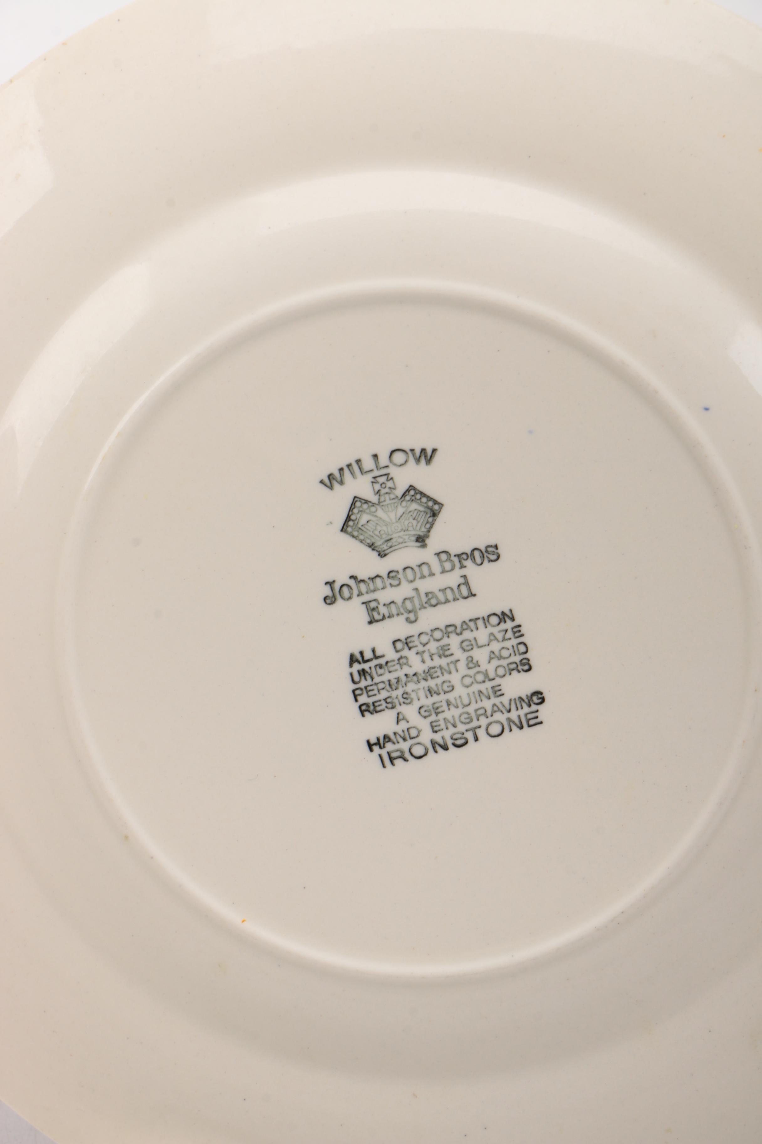 Assortment of Blue and White Tableware including Churchill "Willow"