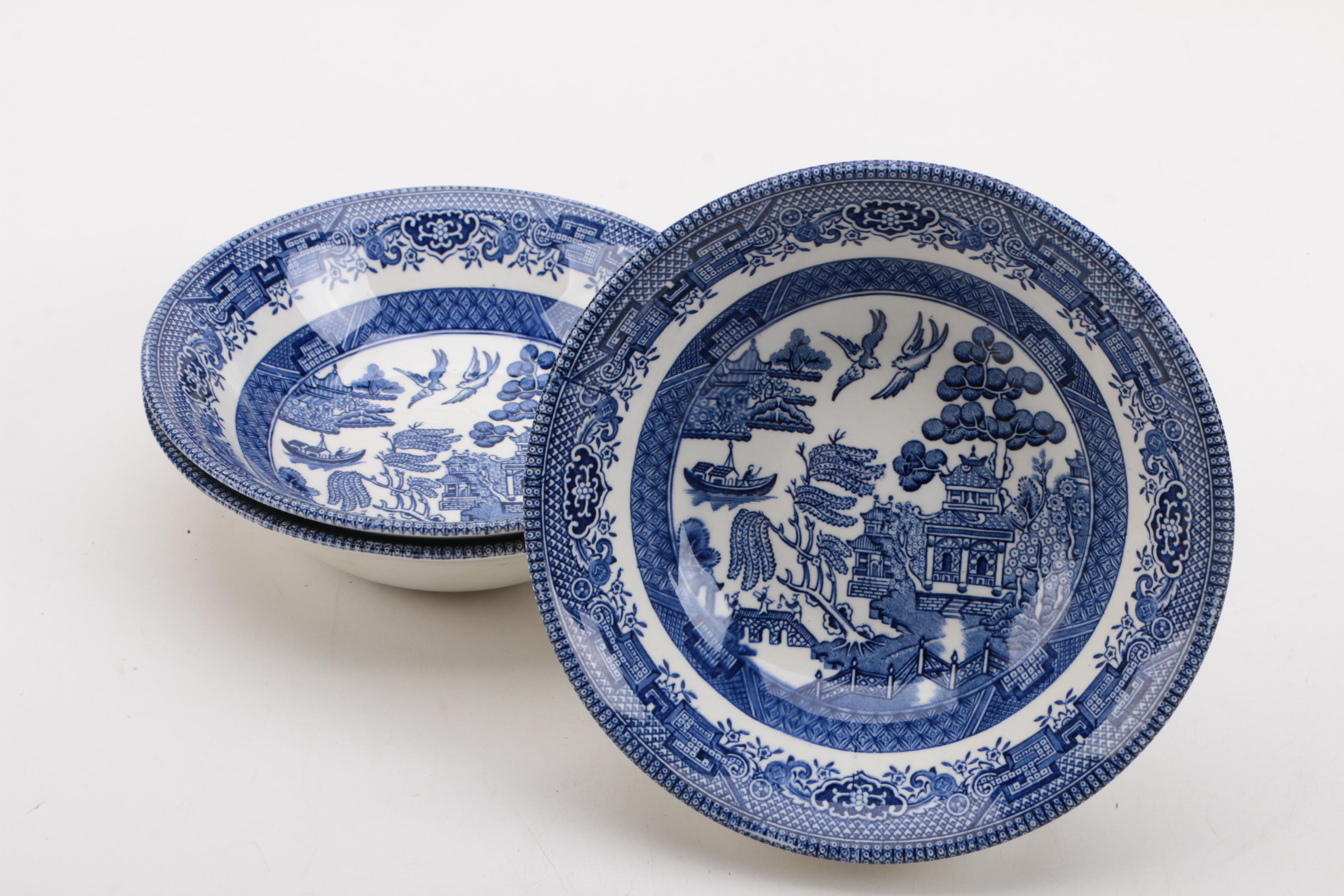 Assortment of Blue and White Tableware including Churchill "Willow"