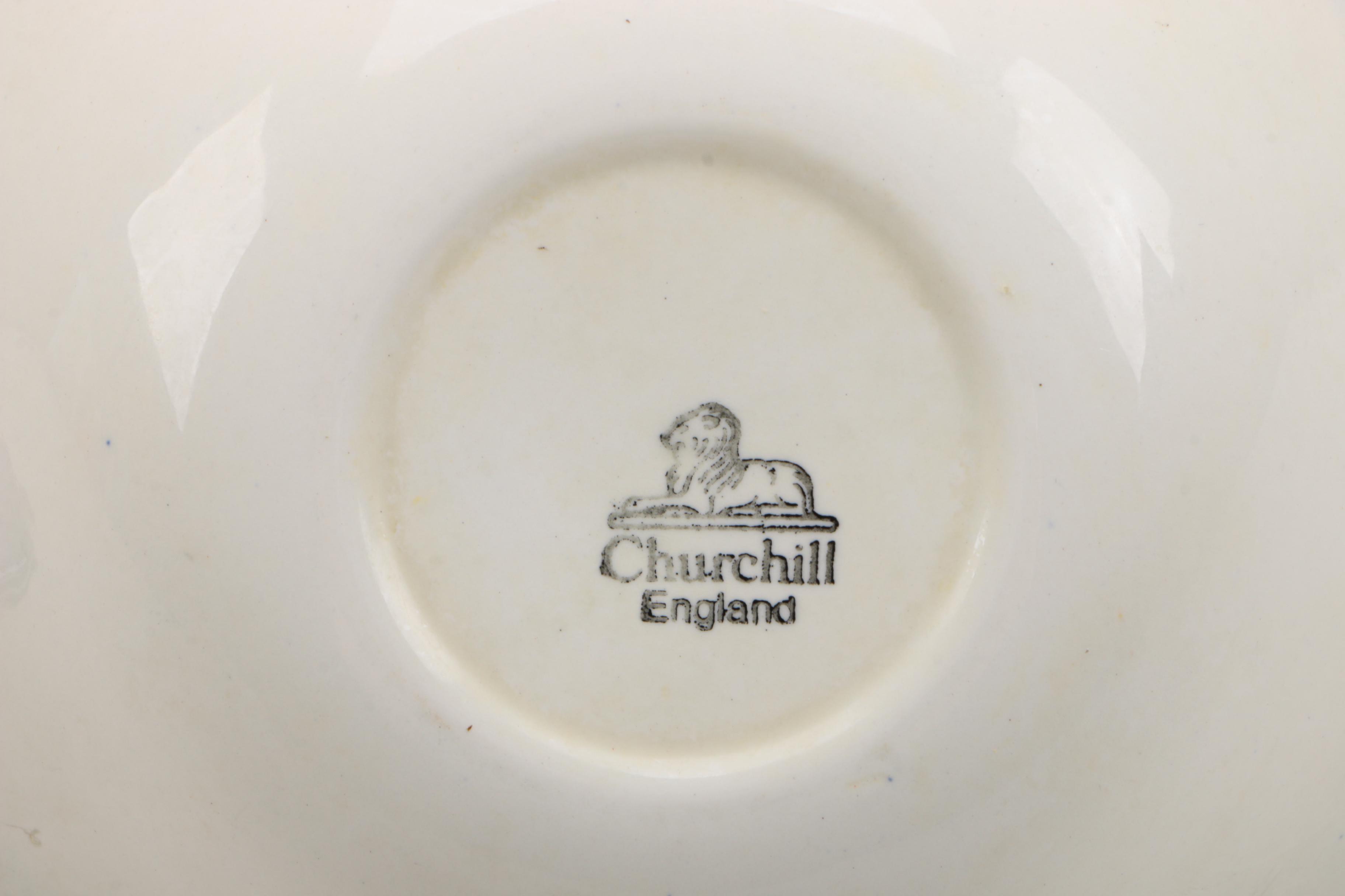 Assortment of Blue and White Tableware including Churchill "Willow"