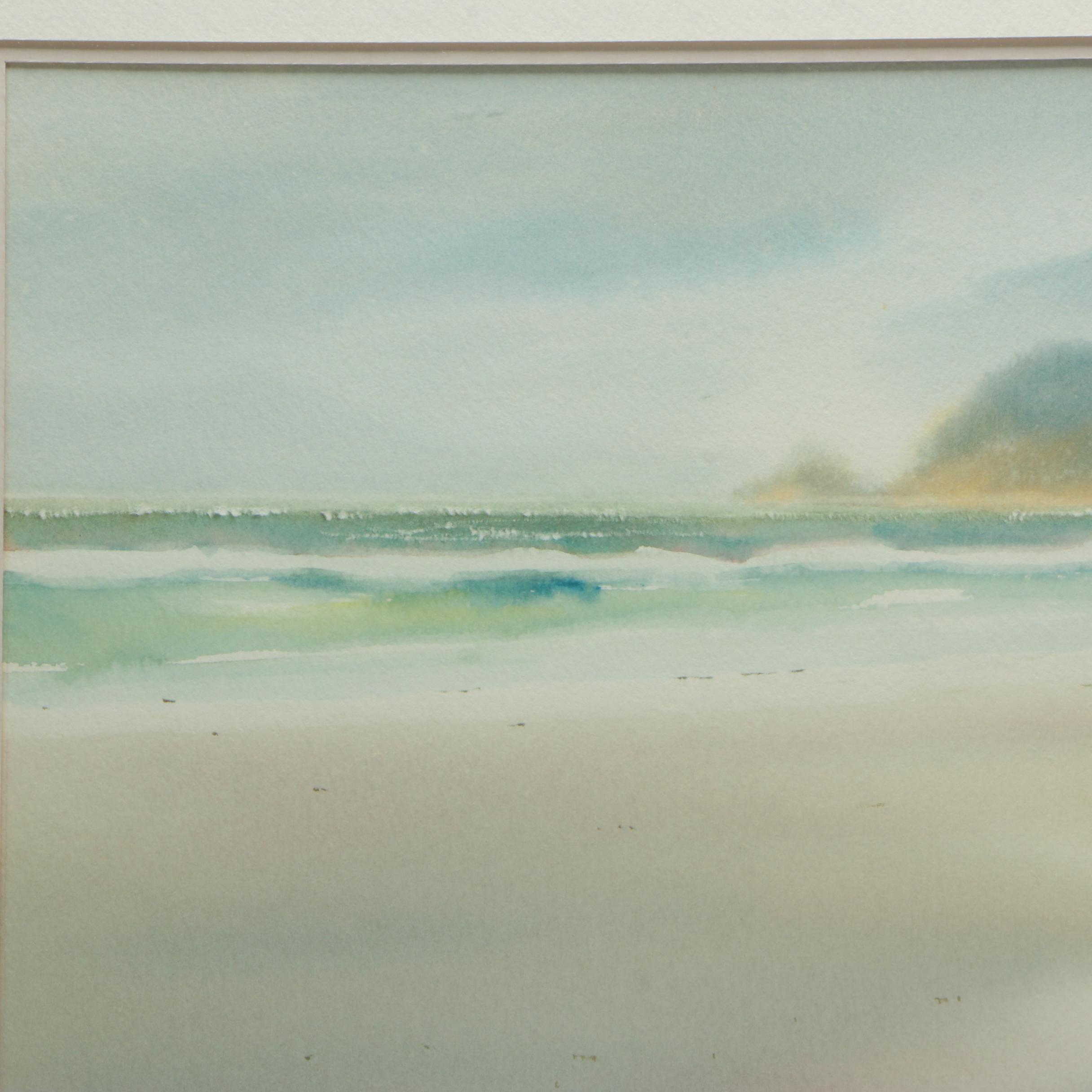 Clute 1991 Watercolor Painting on Paper of Beach Landscape