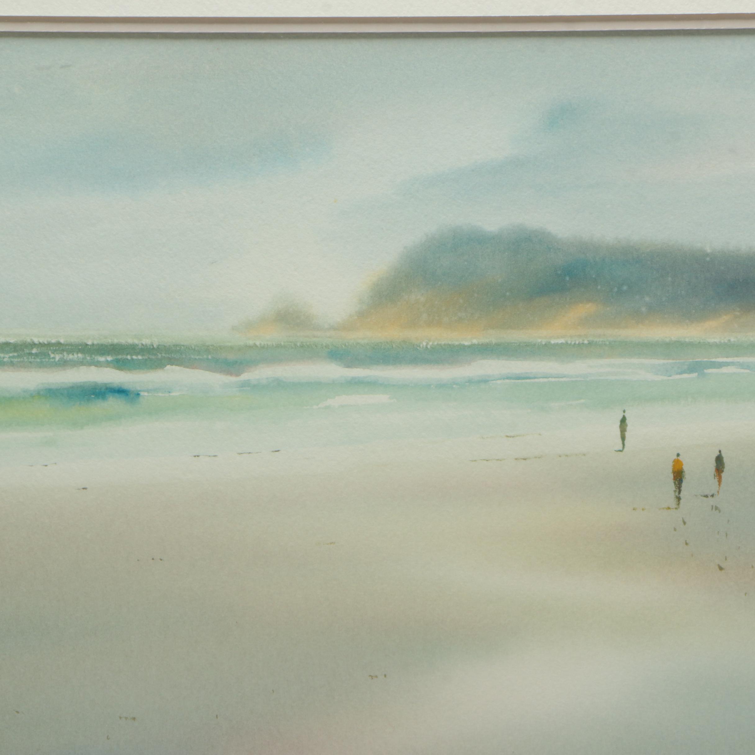 Clute 1991 Watercolor Painting on Paper of Beach Landscape