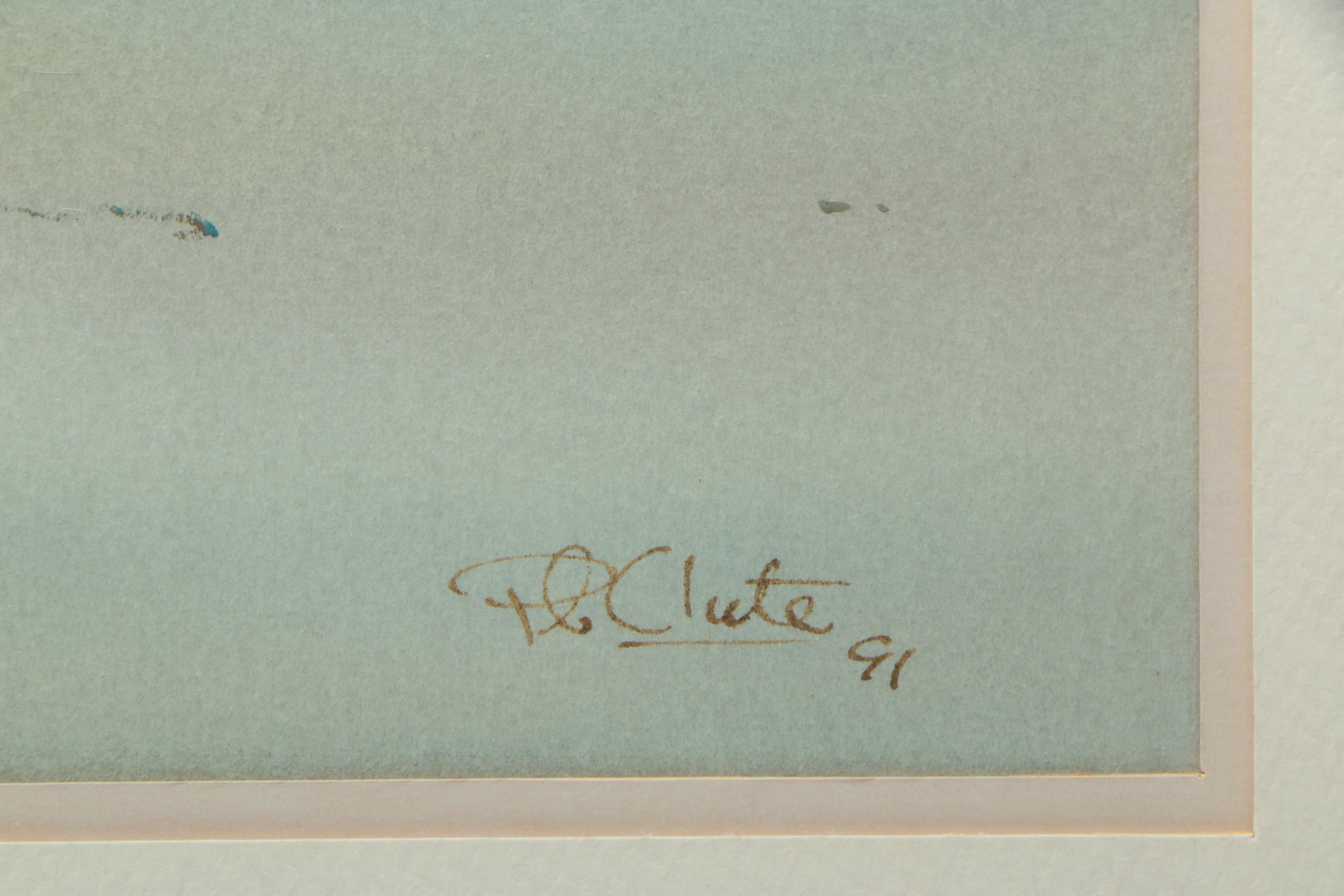 Clute 1991 Watercolor Painting on Paper of Beach Landscape