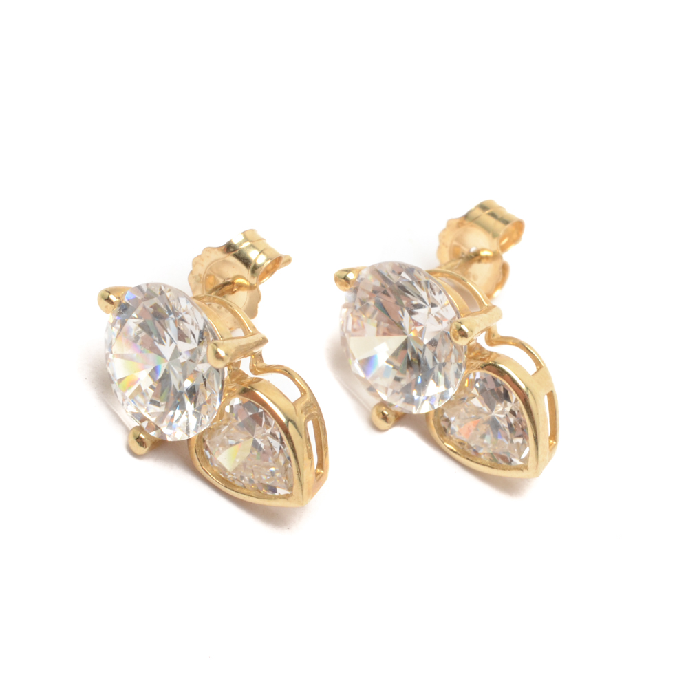 14K Gold and Cubic Zirconia Earrings