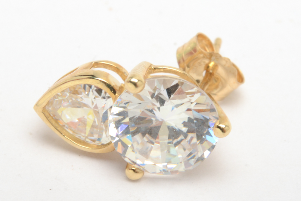 14K Gold and Cubic Zirconia Earrings