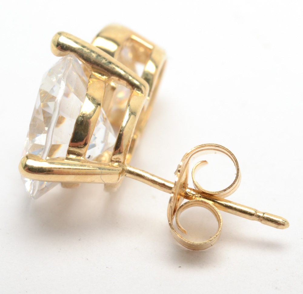 14K Gold and Cubic Zirconia Earrings
