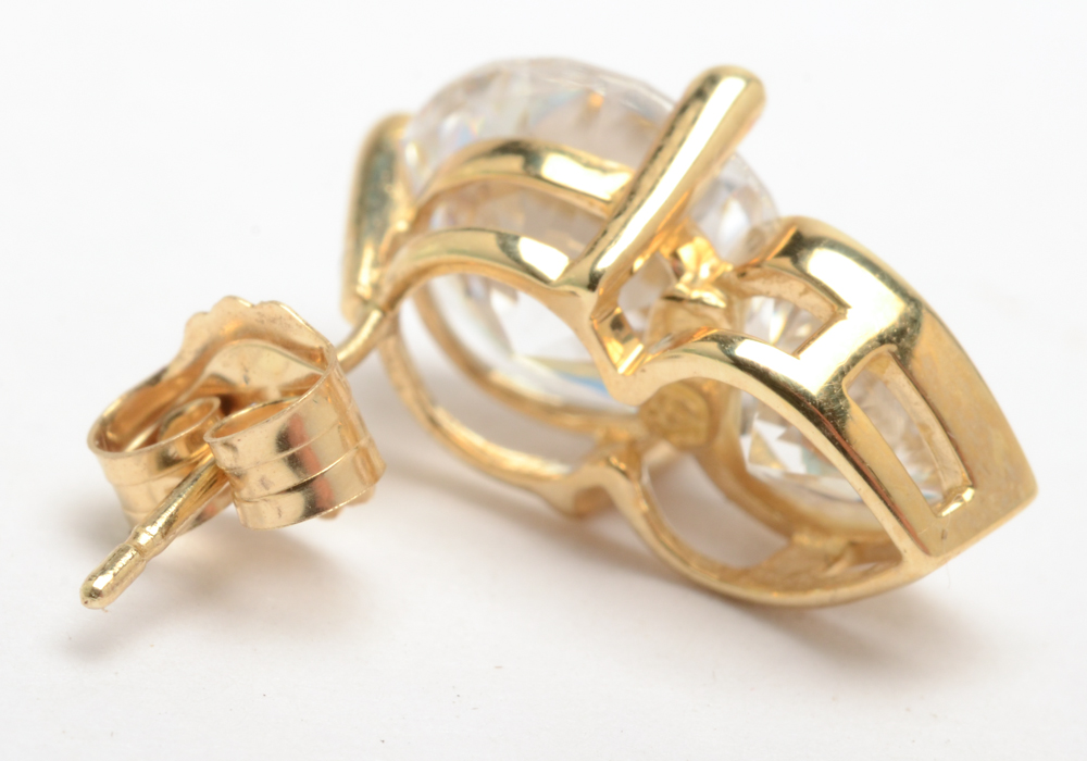 14K Gold and Cubic Zirconia Earrings