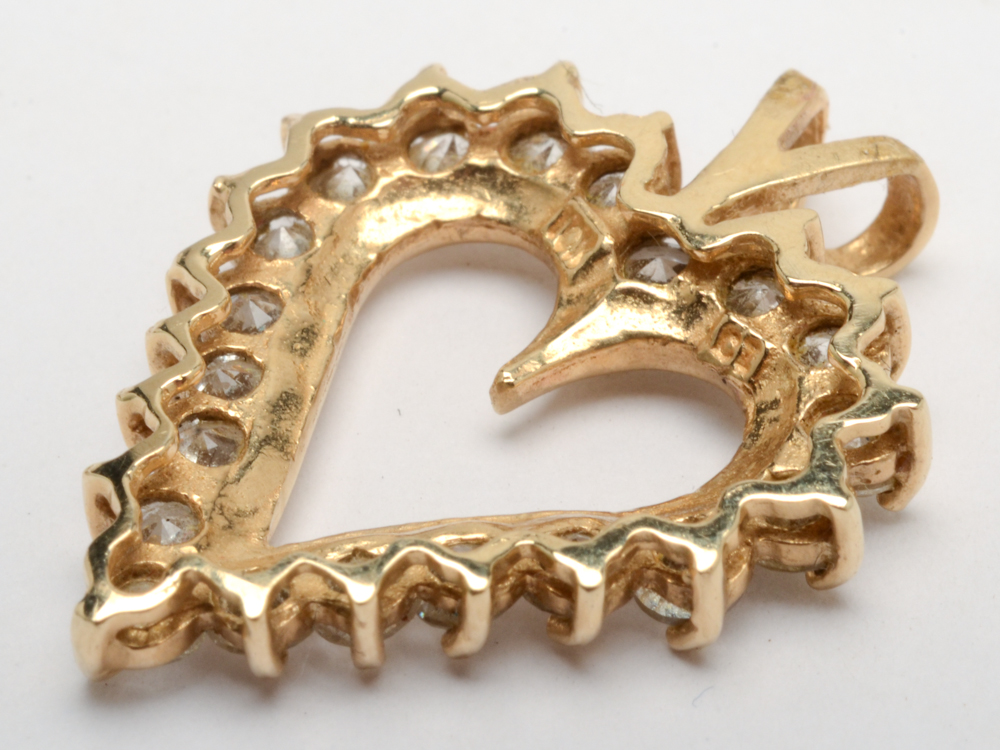 14K Gold and Cubic Zirconia Earrings and Pendant