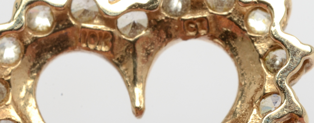 14K Gold and Cubic Zirconia Earrings and Pendant