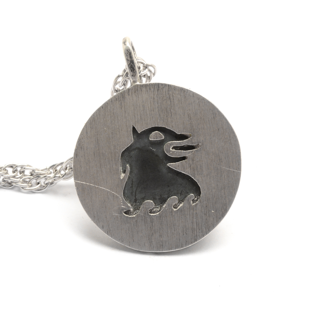 Signed Sterling Silver Zodiac Pendant of Leo