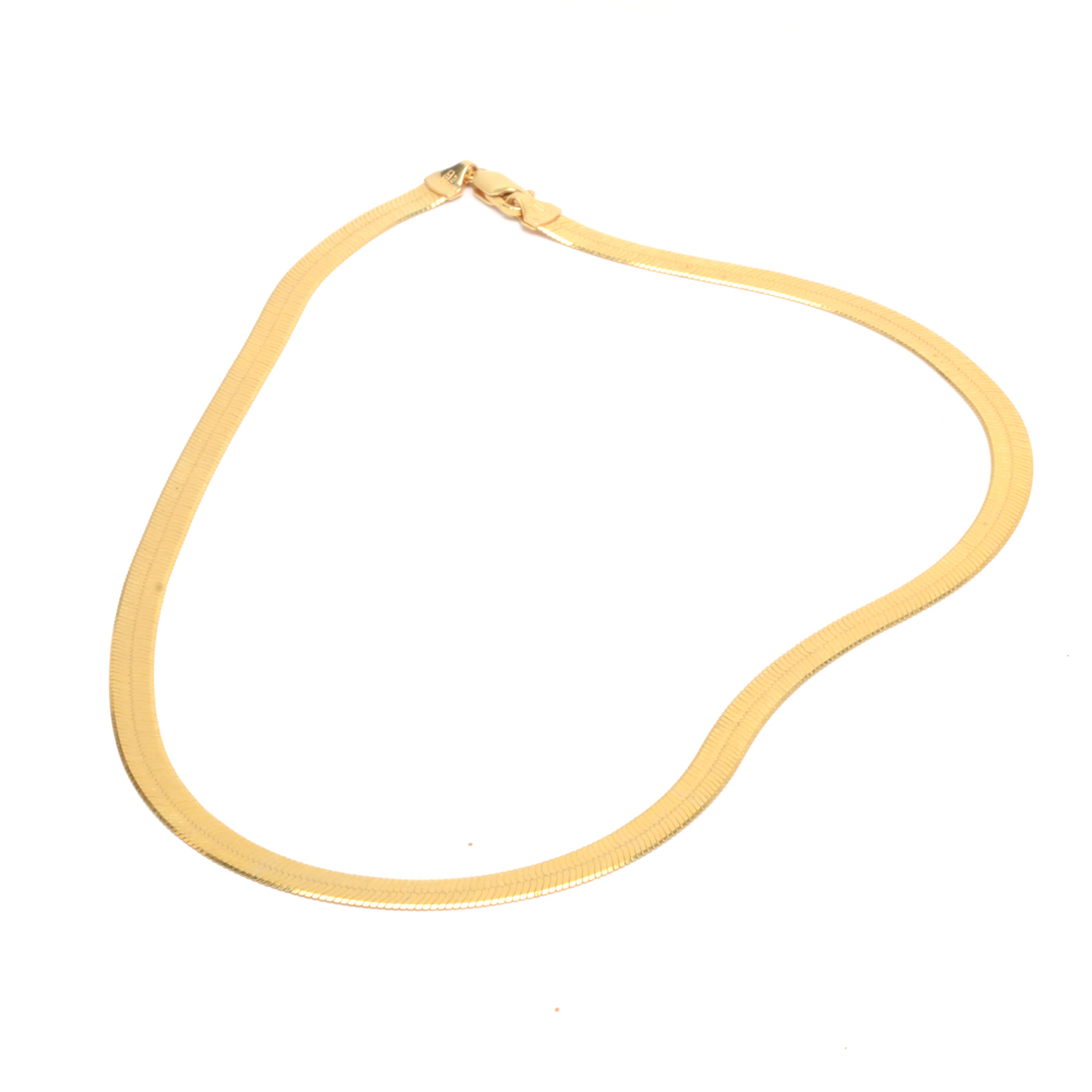 14K Gold Herringbone Chain Necklace