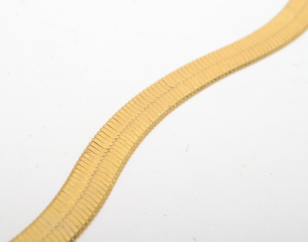 14K Gold Herringbone Chain Necklace