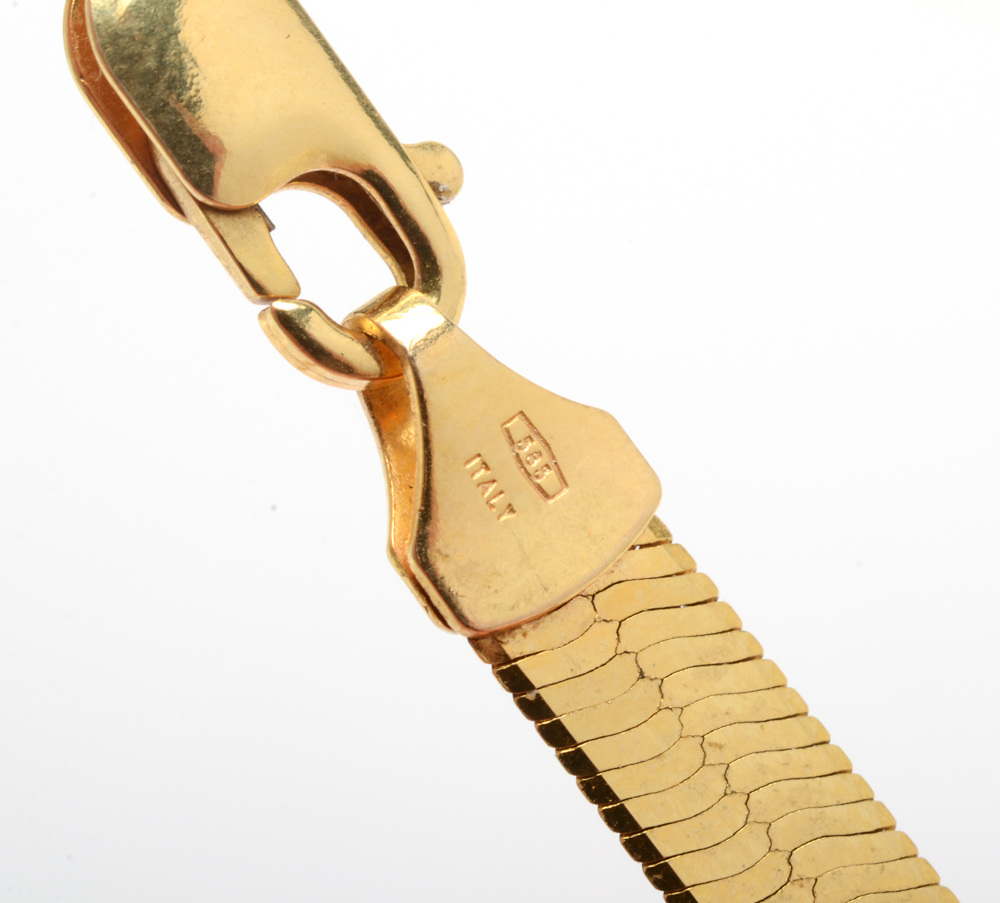 14K Gold Herringbone Chain Necklace