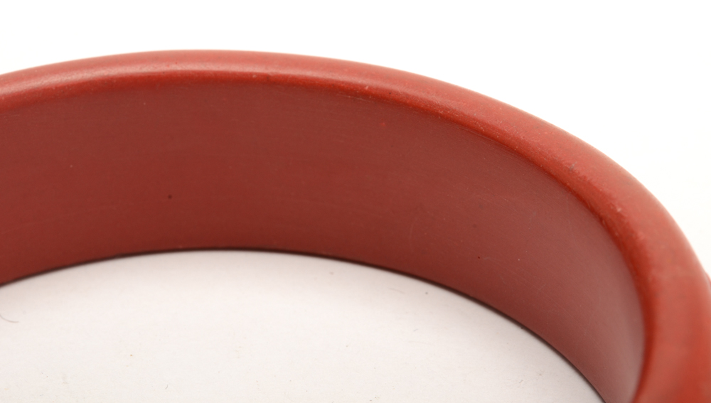 Carved Faux Cinnabar Bangle Bracelet
