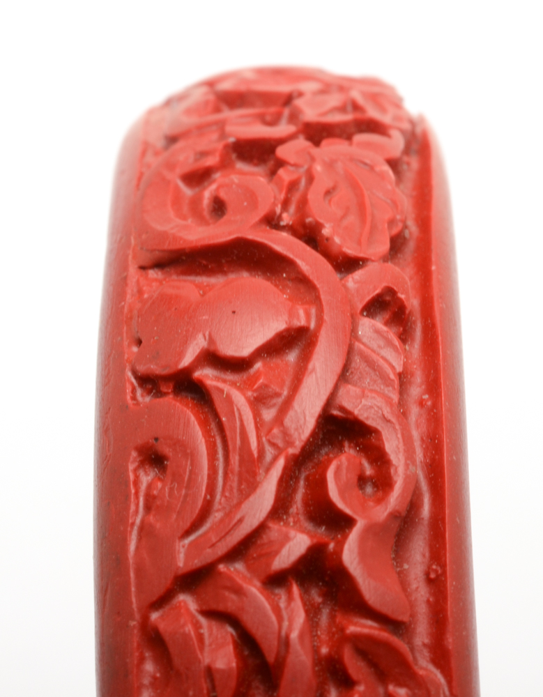 Carved Faux Cinnabar Bangle Bracelet
