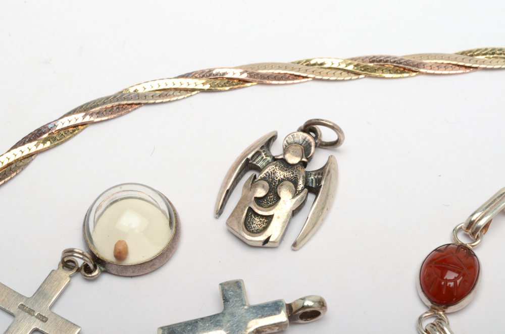 Sterling Silver Jewelry Including Necklace, Bracelets and Charms