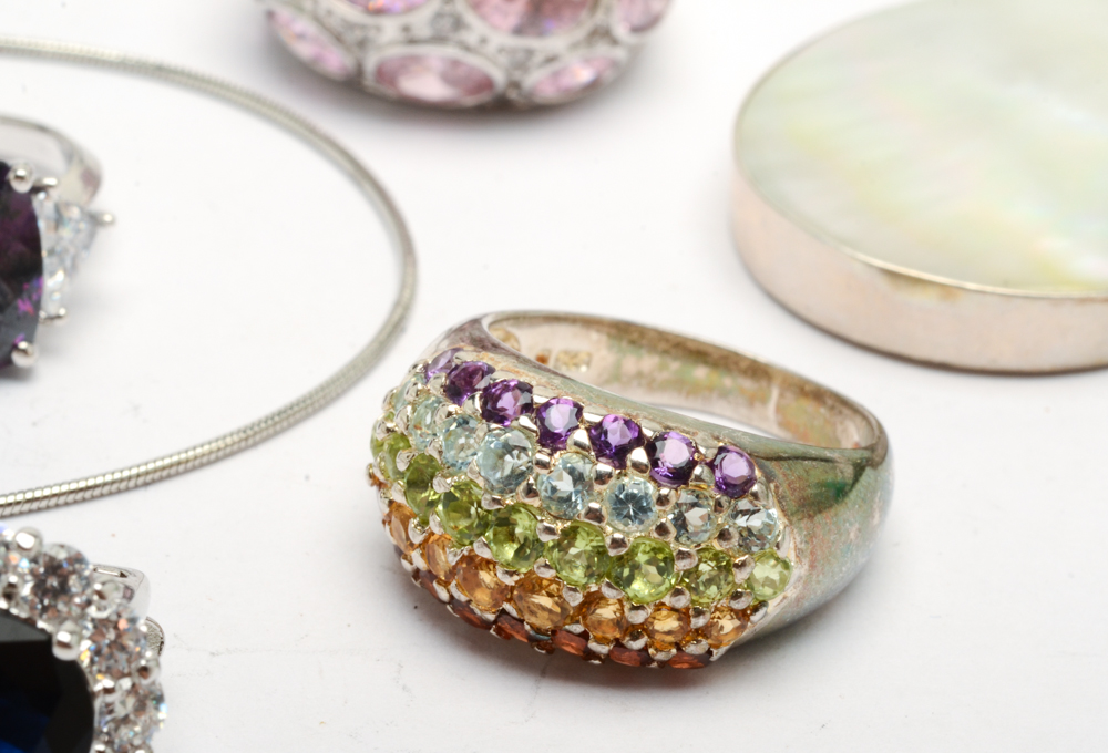 Sterling Silver Jewelry With Colored Stones