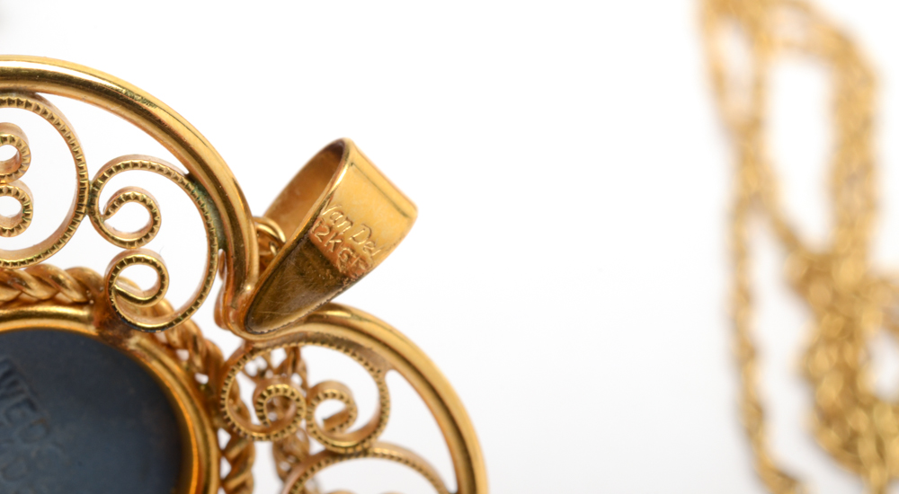 Vintage Sweetheart Bracelet, Van Dell Wedgwood Cameo Necklace and Brooch